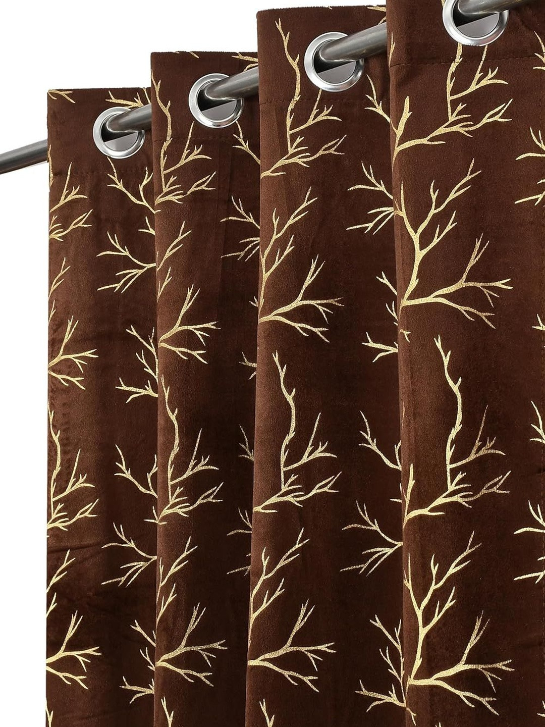 Aura Coffee Brown Room Darkening Long Door Curtains
