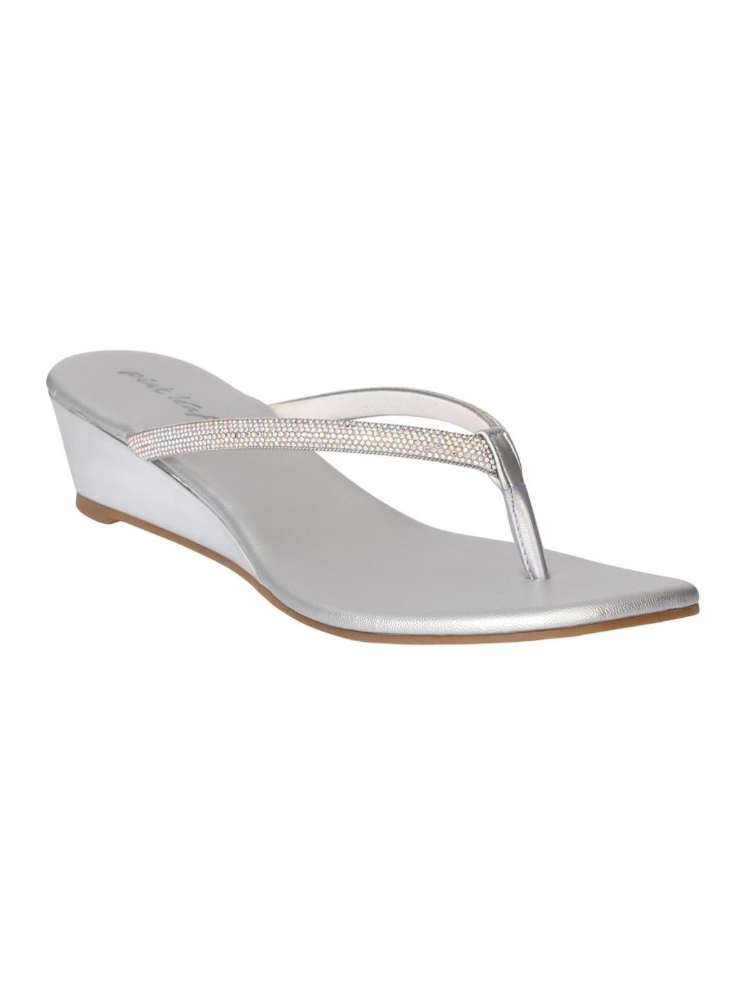PINK LEAF Embellished Round Toe Open Back Wedges