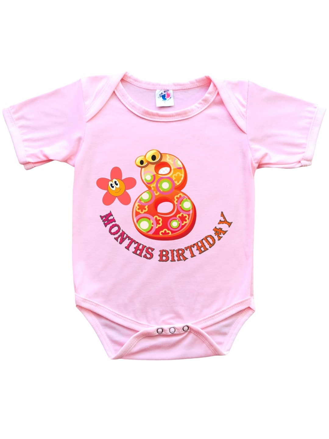 Cute Pals Infants Monthly Milestone Eight Months Birthday Printed Cotton Bodysuit