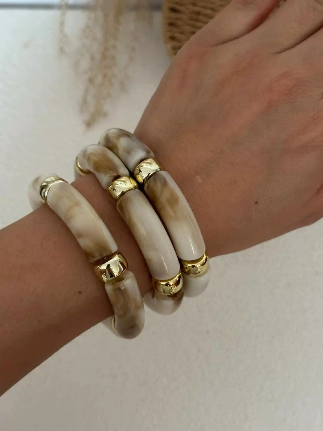 Just Lil Things Marble Resin Bangle-Style Bracelet