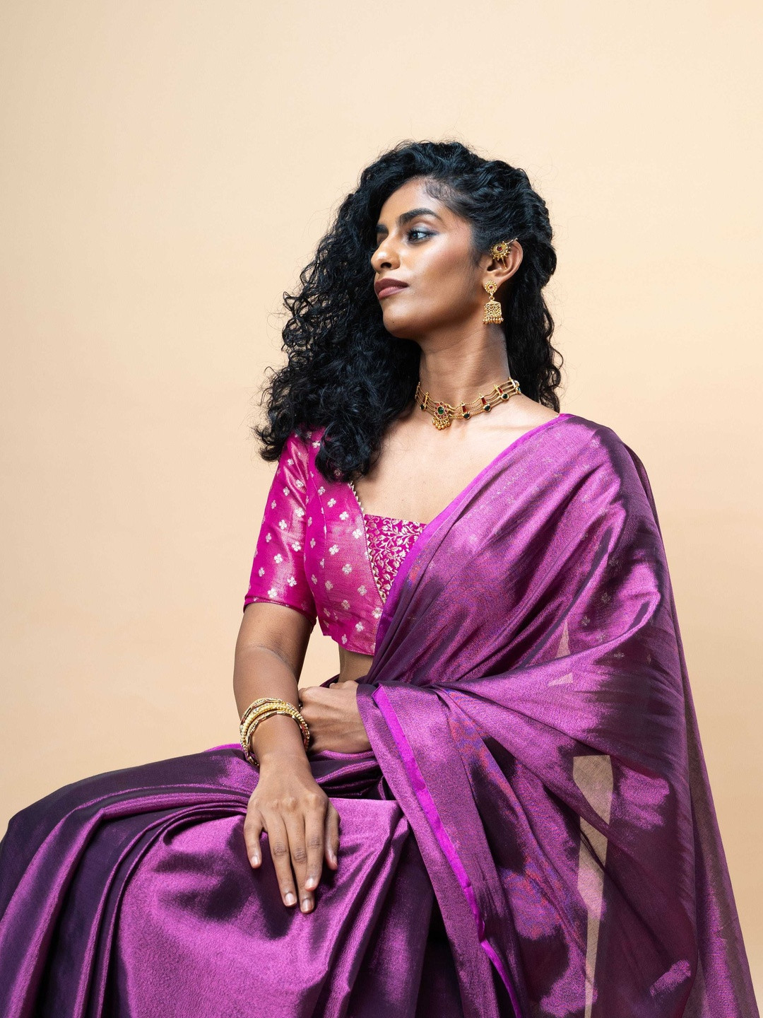 HUTS AND LOOMS Saree with No Border