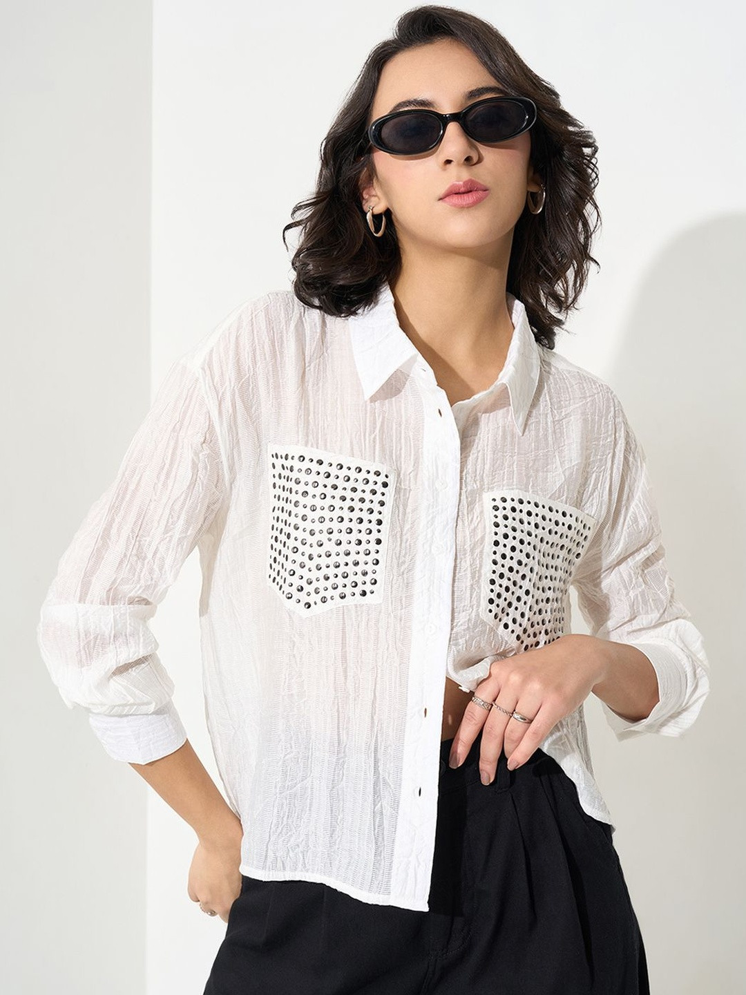 People long Shirt Collar Long Sleeves Top