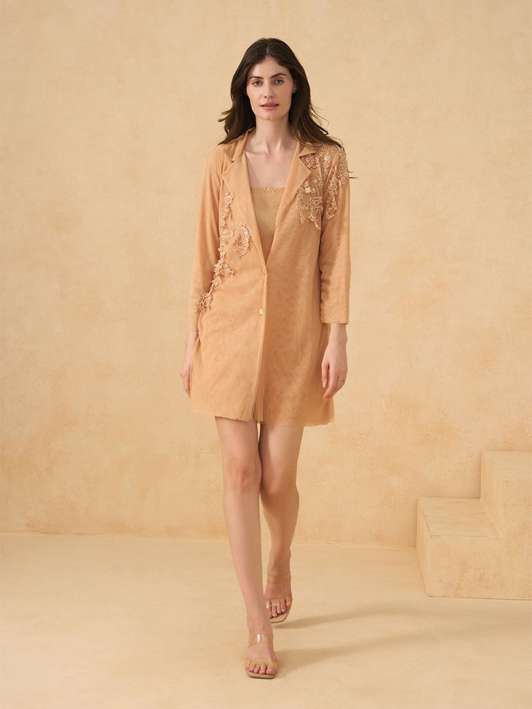 RITIKA GUPTA Women Floral Self Design Shirt Collar Mirage Dress