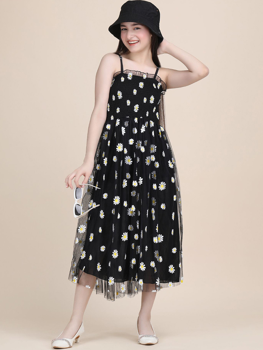 PTVIZE Girls Fit and Flare Polyester Sleeveless Dresses