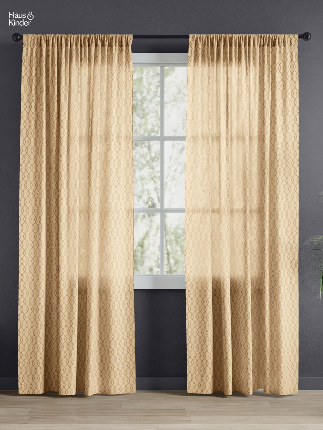 haus & kinder Signature Sandstone Weave Gold-Toned Pack of 2 Jacquard Sheer Door Curtains