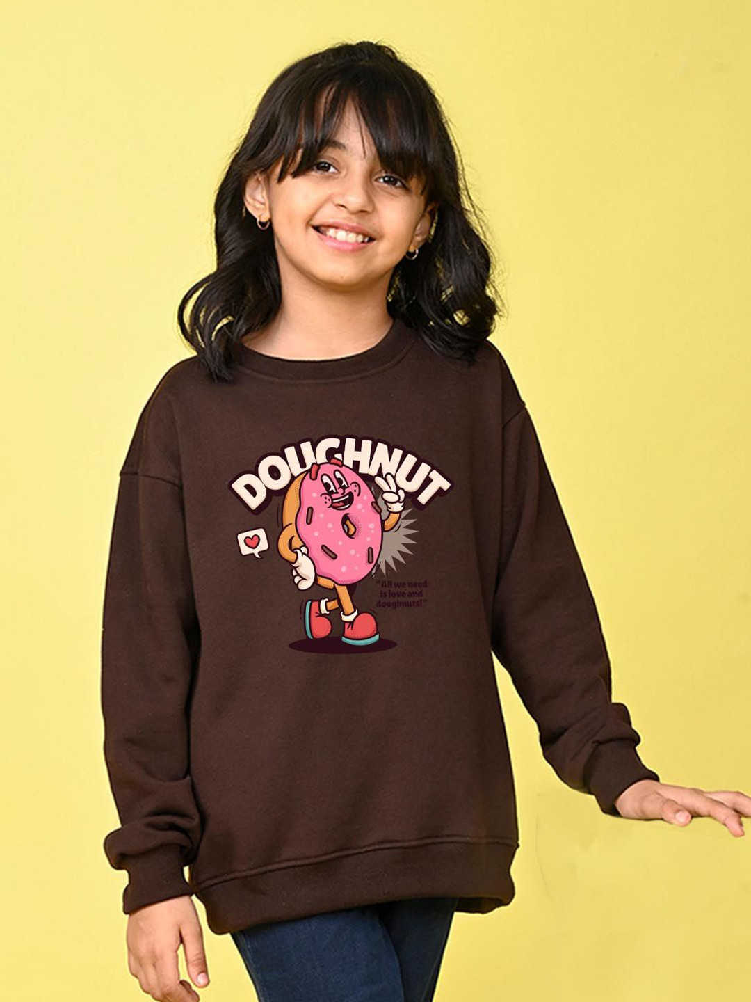 NUSYL Girls Printed & Text Printed Full Sleeves Sweatshirt