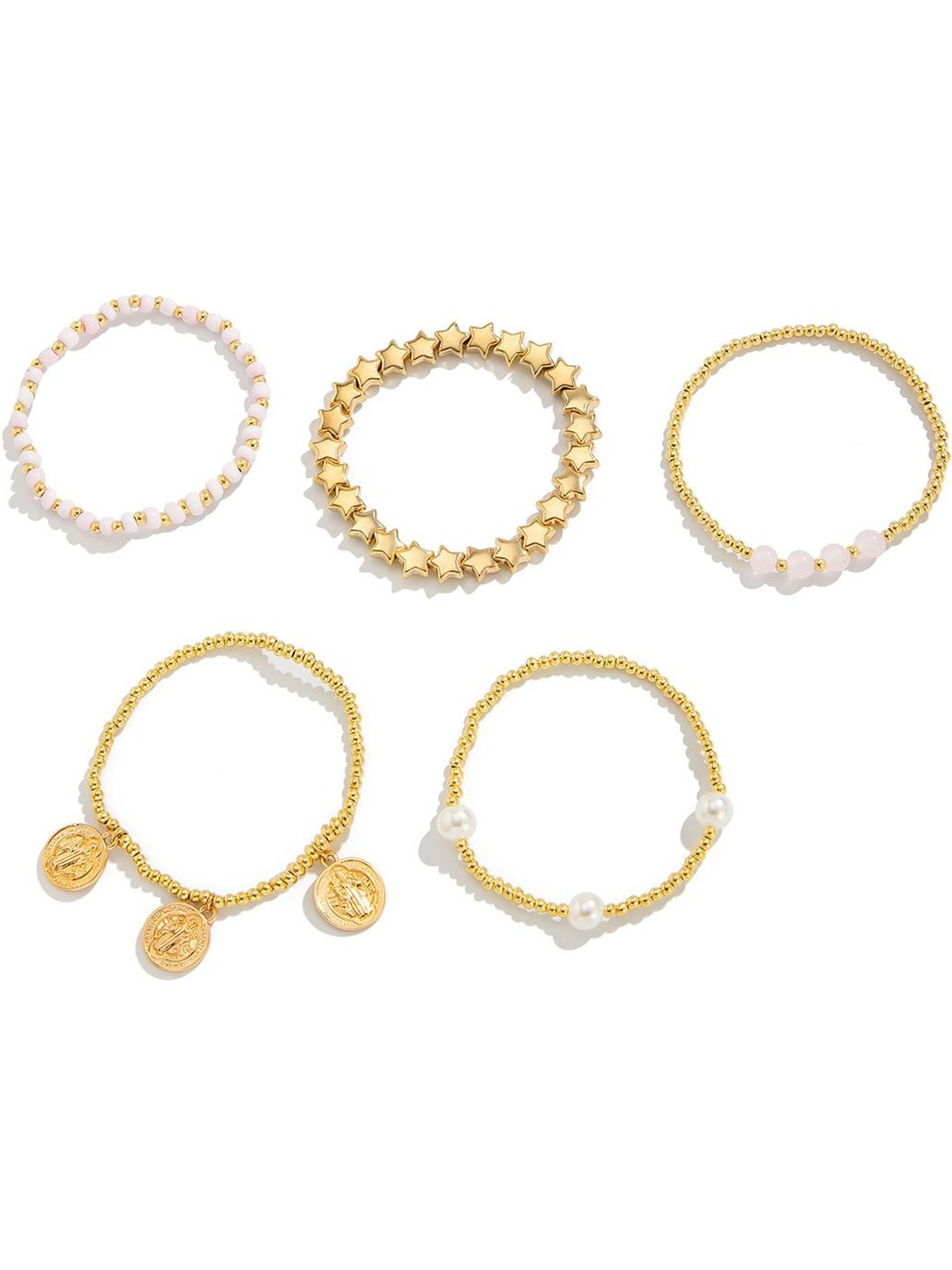 Just Lil Things Set Of 5 Artificial Beaded Wraparound Bracelet