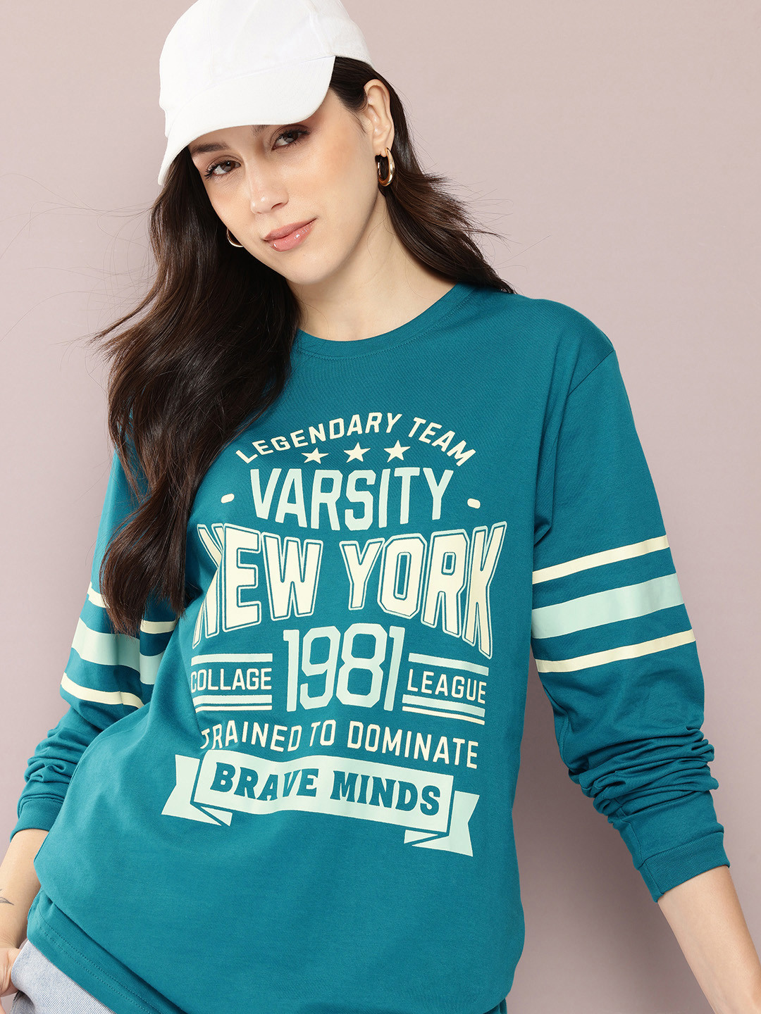 DILLINGER Womens Oversized Long Sleeve Printed T-shirt