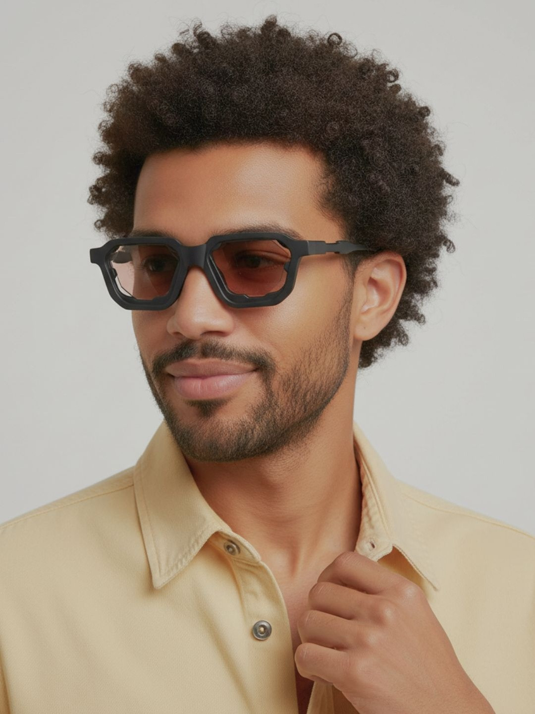 goglassic Unisex Square Sunglasses with UV Protected Lens Crystal-Black-Brown