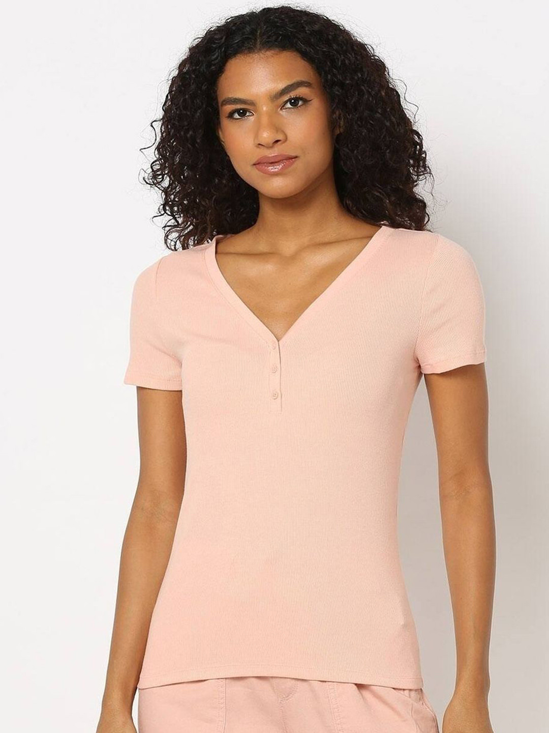 GAP Women Slim Fit Henley Neck Top