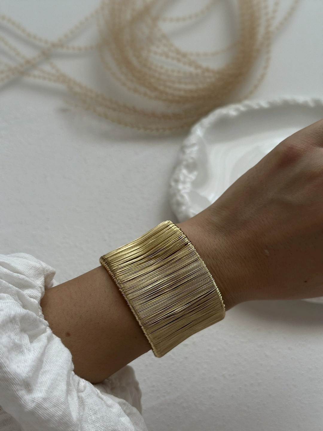 Just Lil Things Textured Layered Wire Cuff Bracelet