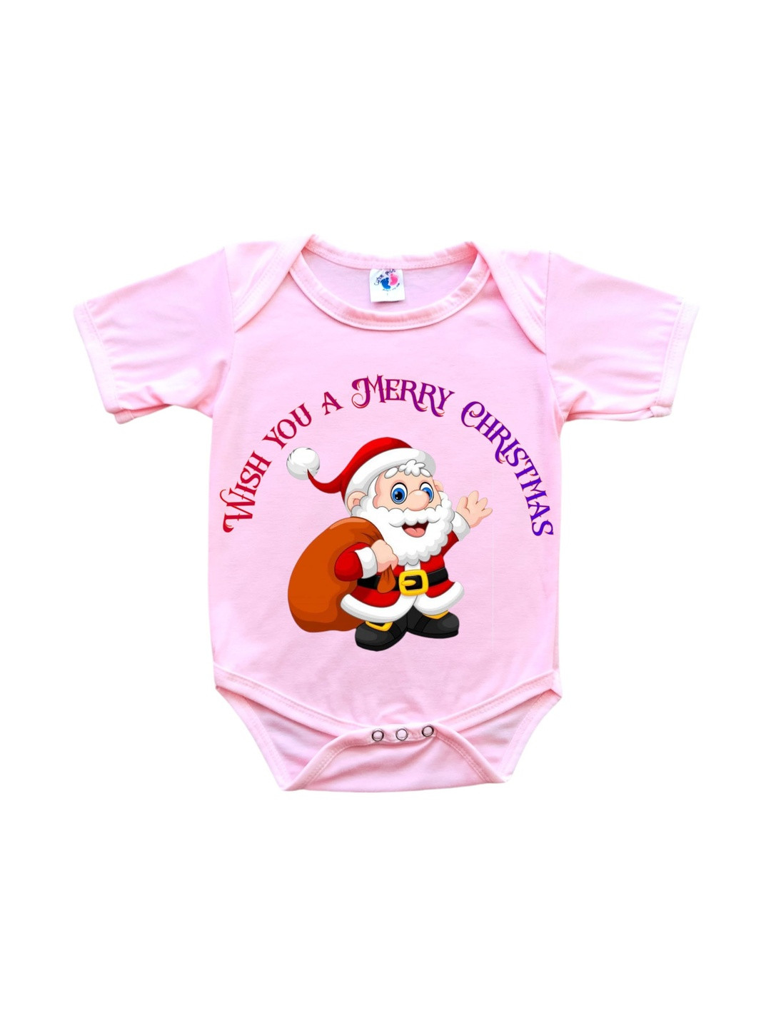 Cute Pals Infants Merry Christmas Santa Claus Printed Envelope Neck Cotton Bodysuit