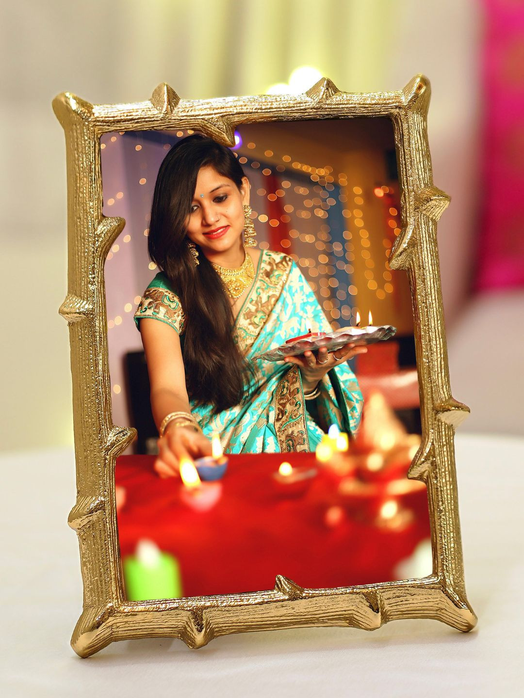 BEHOMA Antique Golden Branch Shaped Table-Top Small Photo Frame