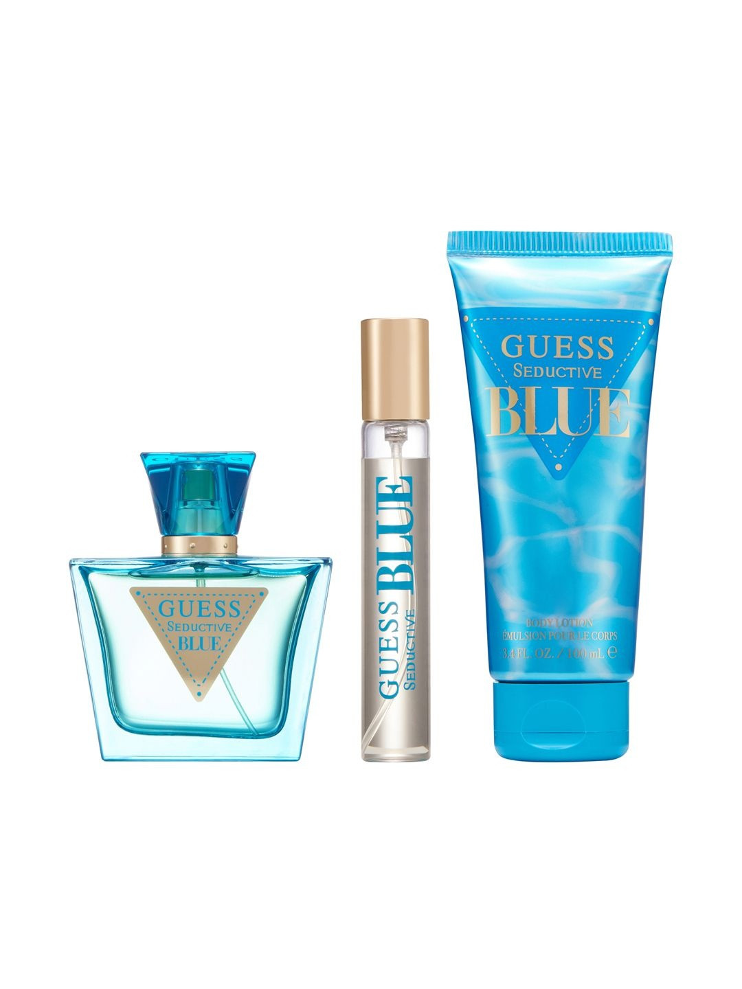 GUESS Women Set Of 3 Seductive Blue EDT- 75 ml- Spray- 15 ml & Body Lotion- 10 ml