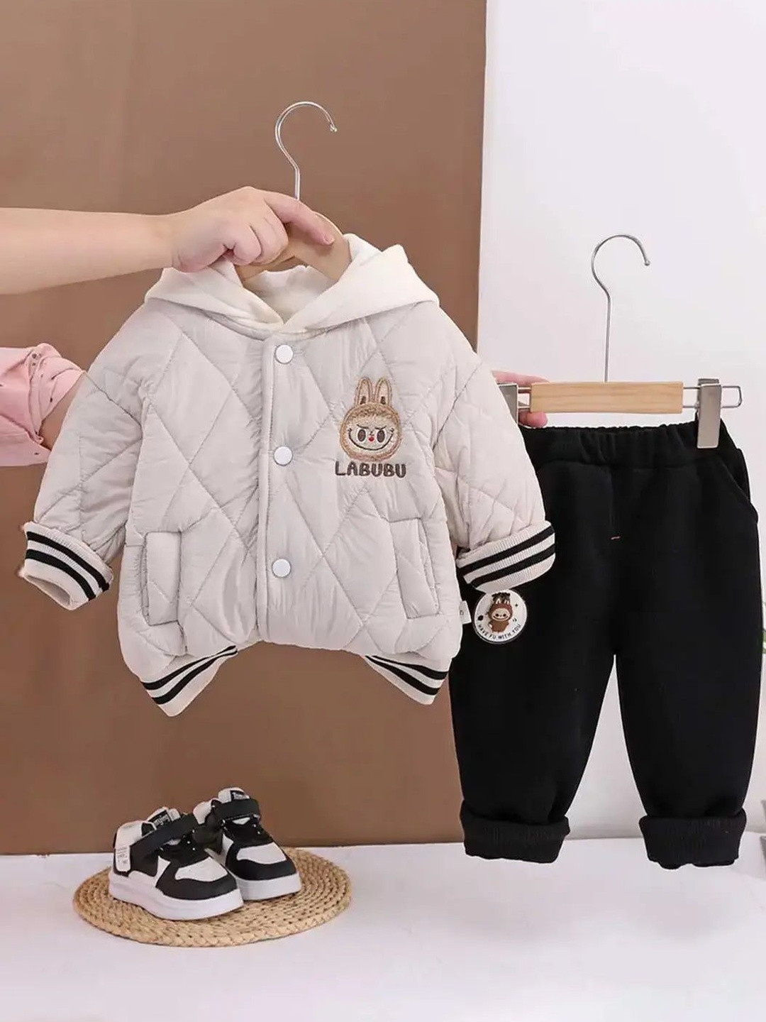 INCLUD Boys Quilted Puffer Hooded Jacket With Joggers