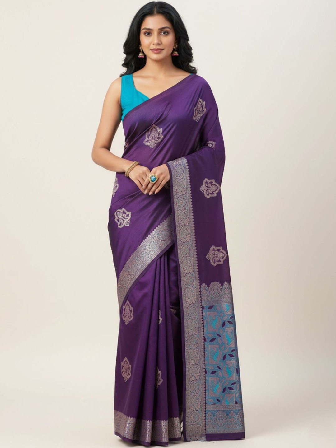 THE WEAVERS SHOP BY RAAVI Ethnic Motifs Zari Art Silk Handloom Banarasi Saree