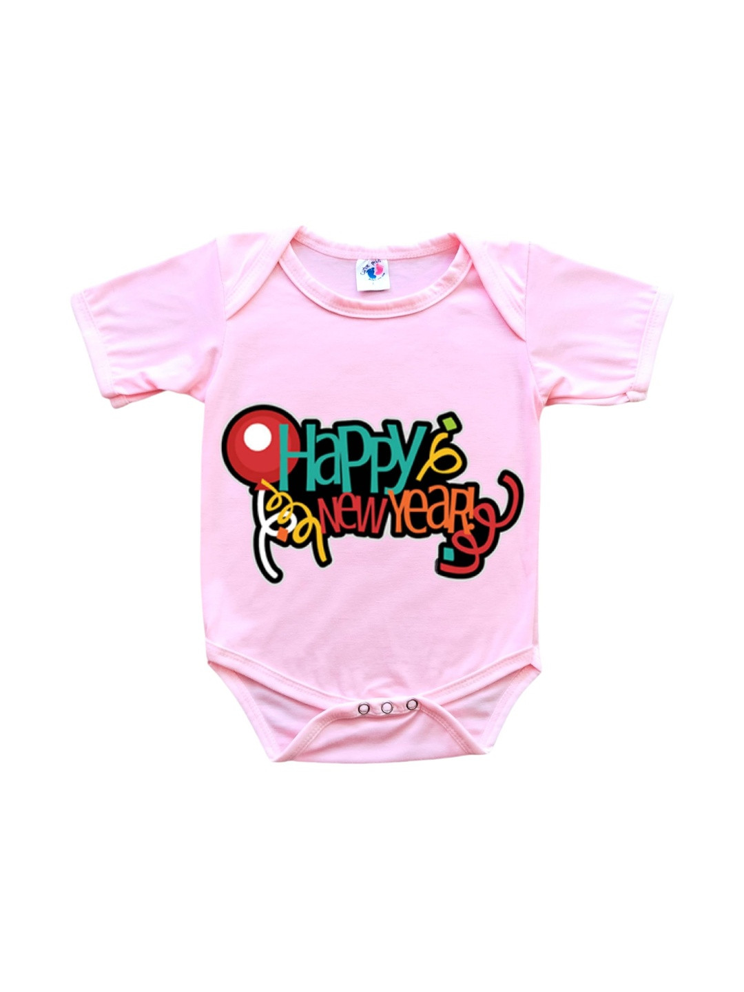 Cute Pals Infants Haapy New Year Printed Cotton Envelope Neck Bodysuit