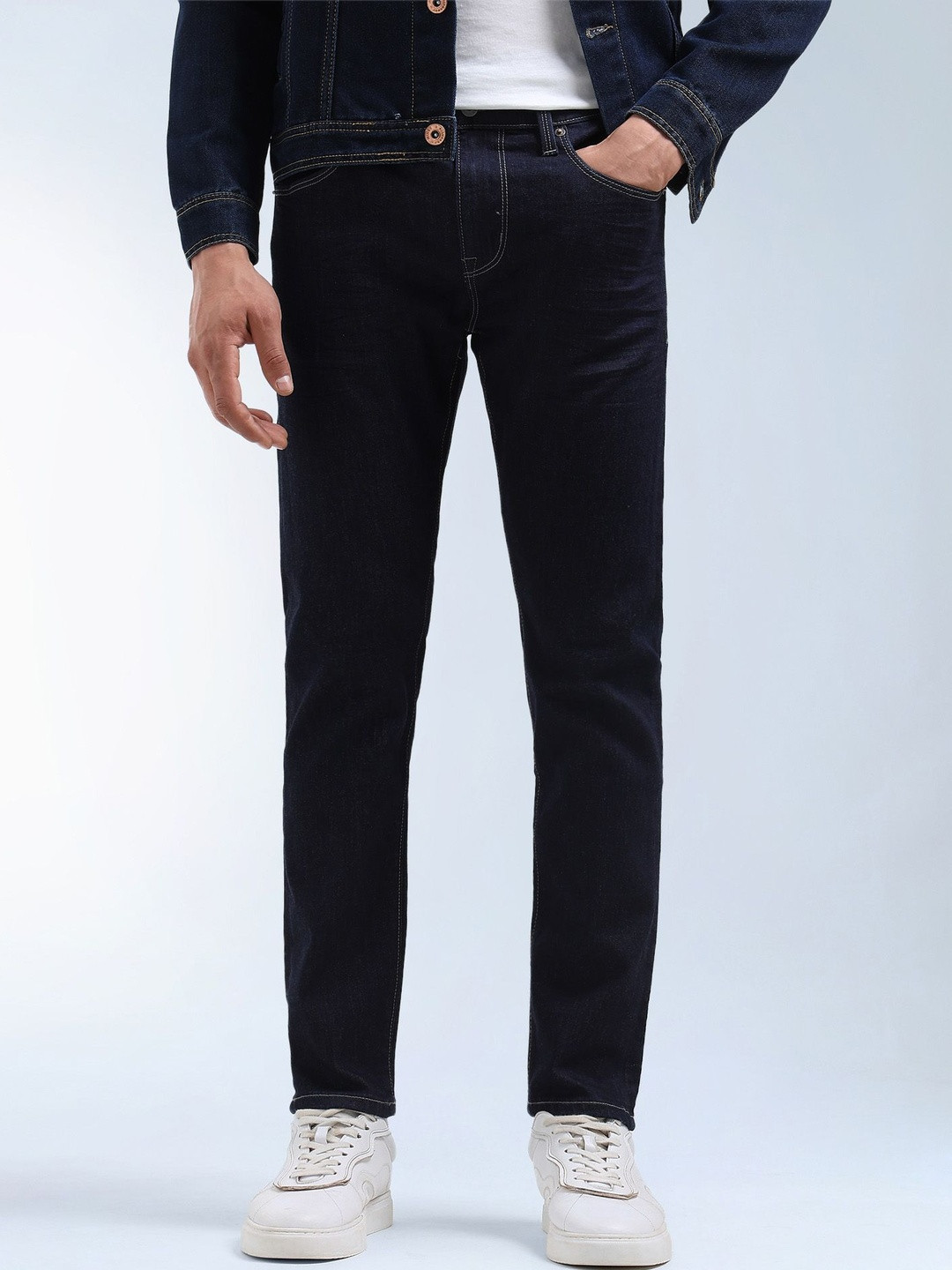 Flying Machine F-Lite Men Slash Slim Tapered Fit Mid Rise Stretchable Jeans