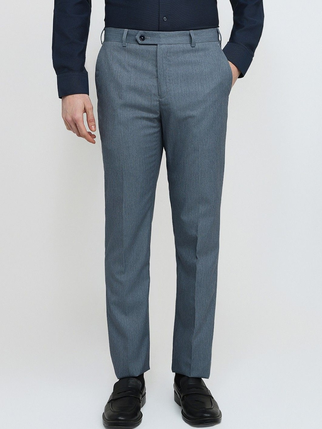Raymond Men Textured Original Mid-Rise Contemporary Fit Easy Wash Formal Trousers