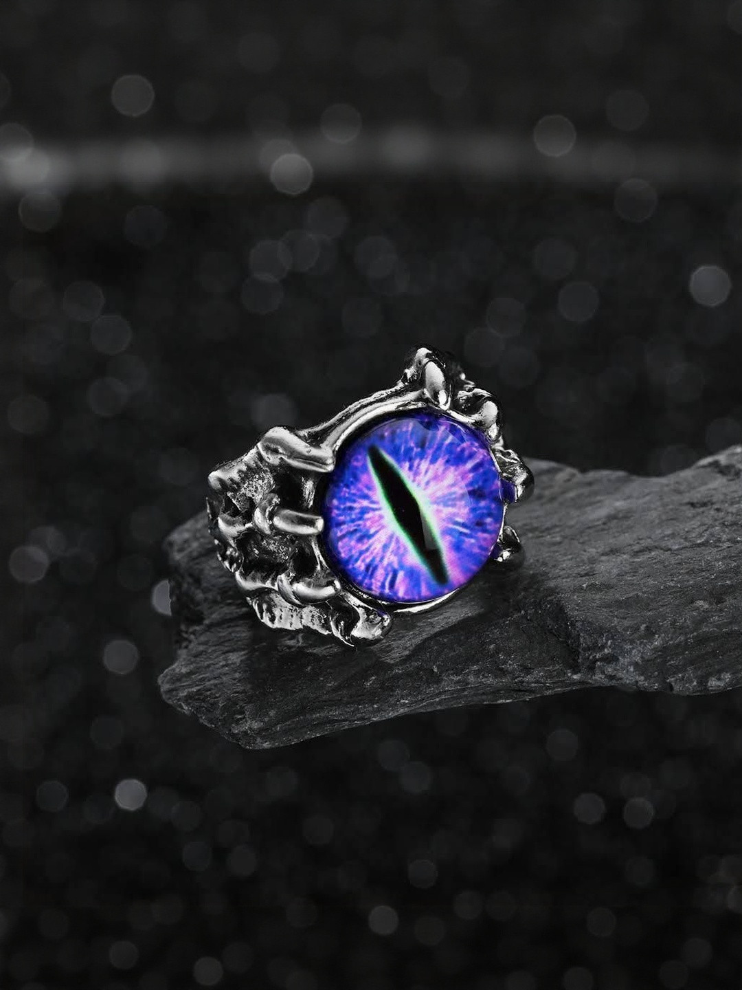 J.S ENTERPRISES Unisex Stainless Steel Eye Finger Ring