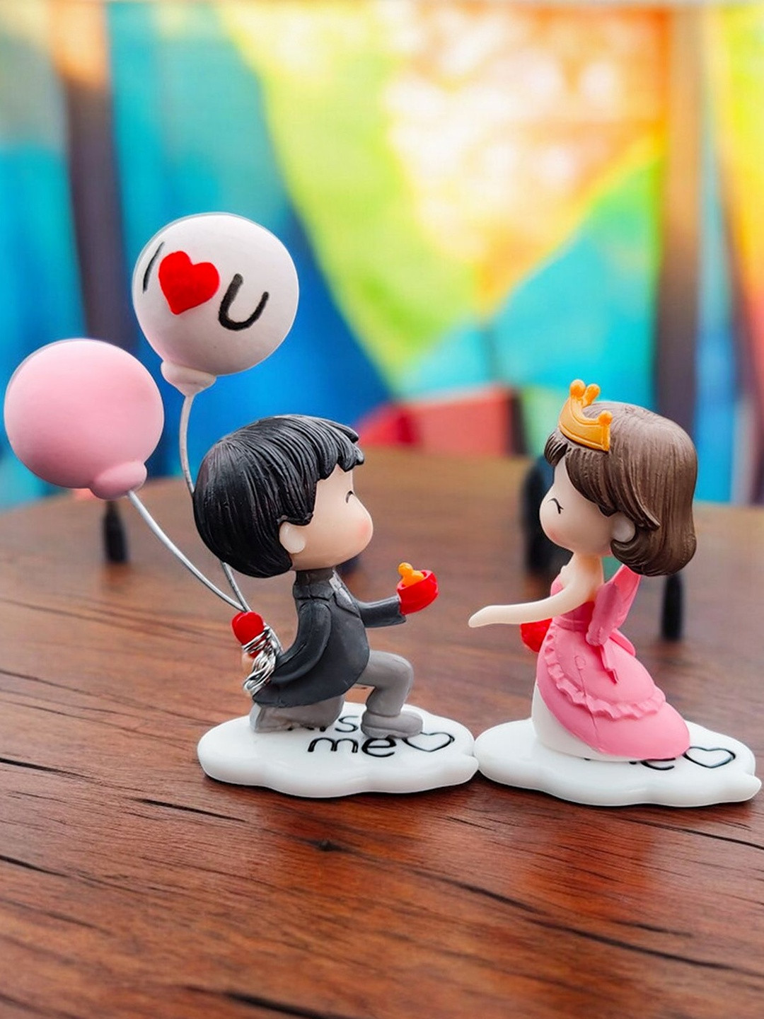 DEALSEVEN FASHION Pink & White 2 Pieces Romantic Couple Car Interior Decoration Showpieces