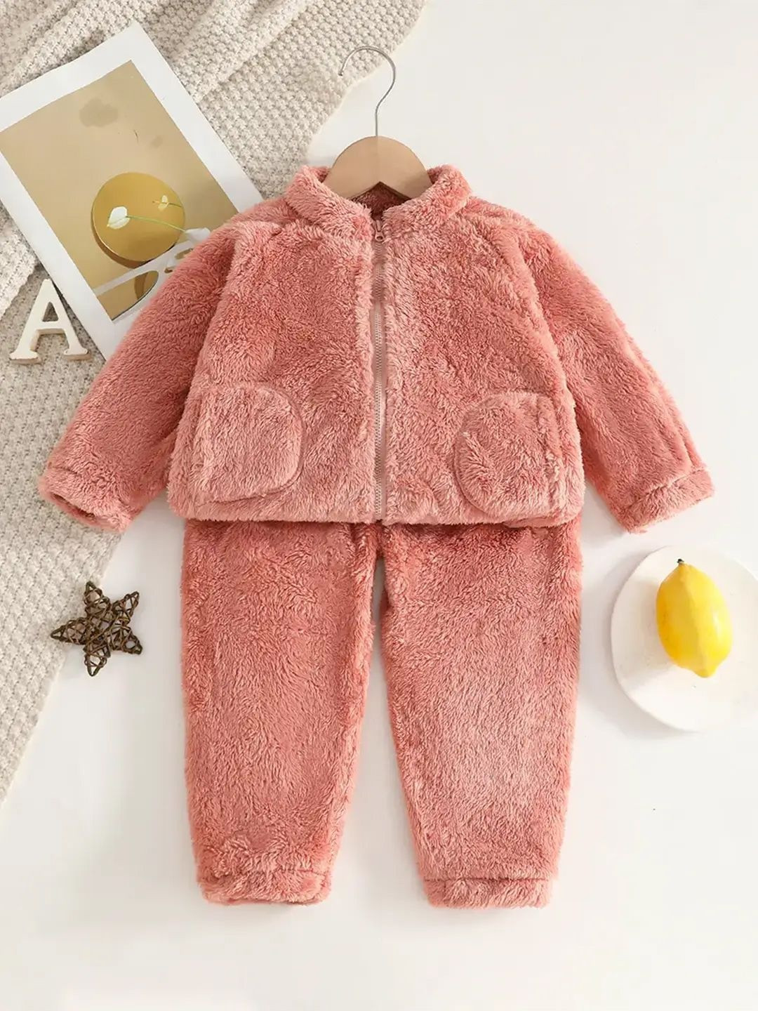 INCLUD Girls Self Design Long Sleeves  Zipper Jacket With Jogger