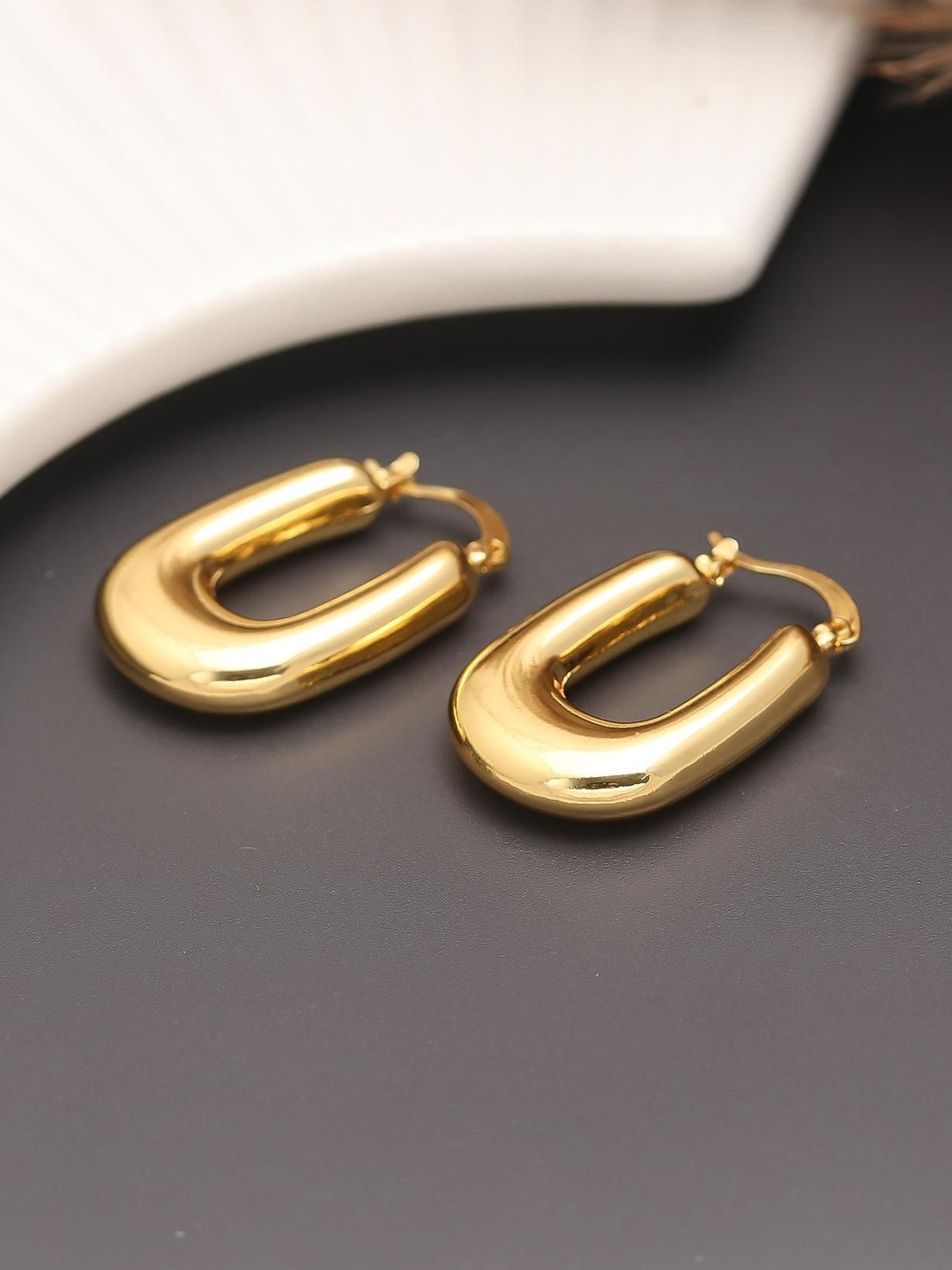 MAHTTAB Gold-Plated Geometric Shaped Hoop Earrings