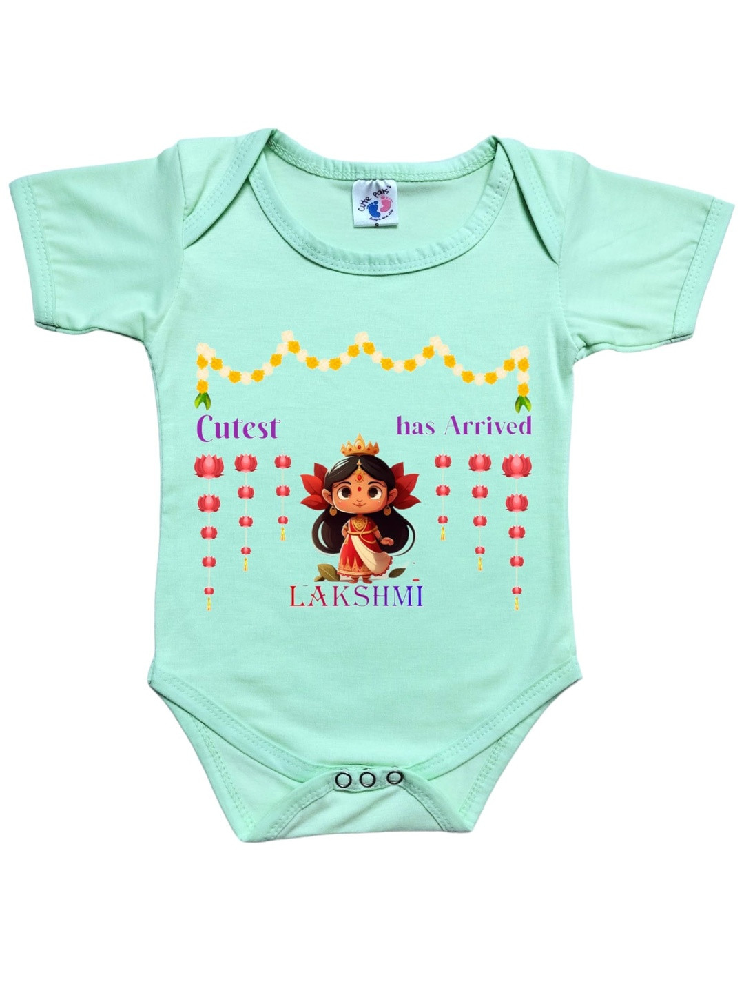 Cute Pals Infants My First Lakshmi Puja Ghar Ki Laxmi Printed Cotton Onesie Bodysuit