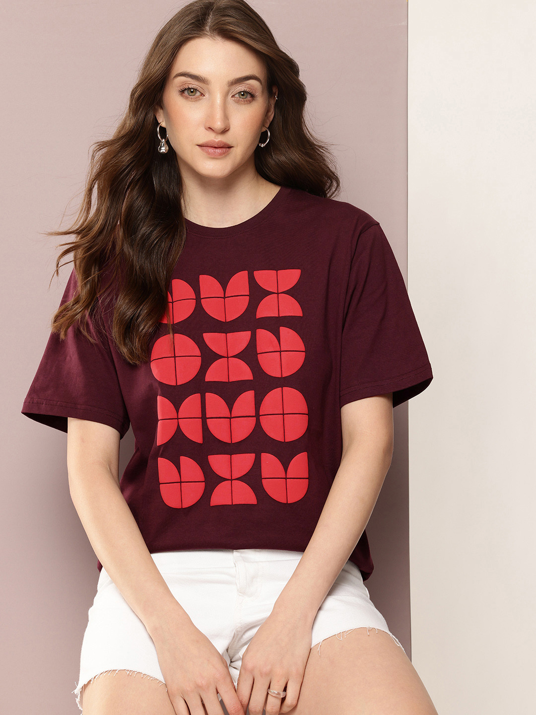 DILLINGER Womens Oversized Short Sleeves Puff Printed T-shirts