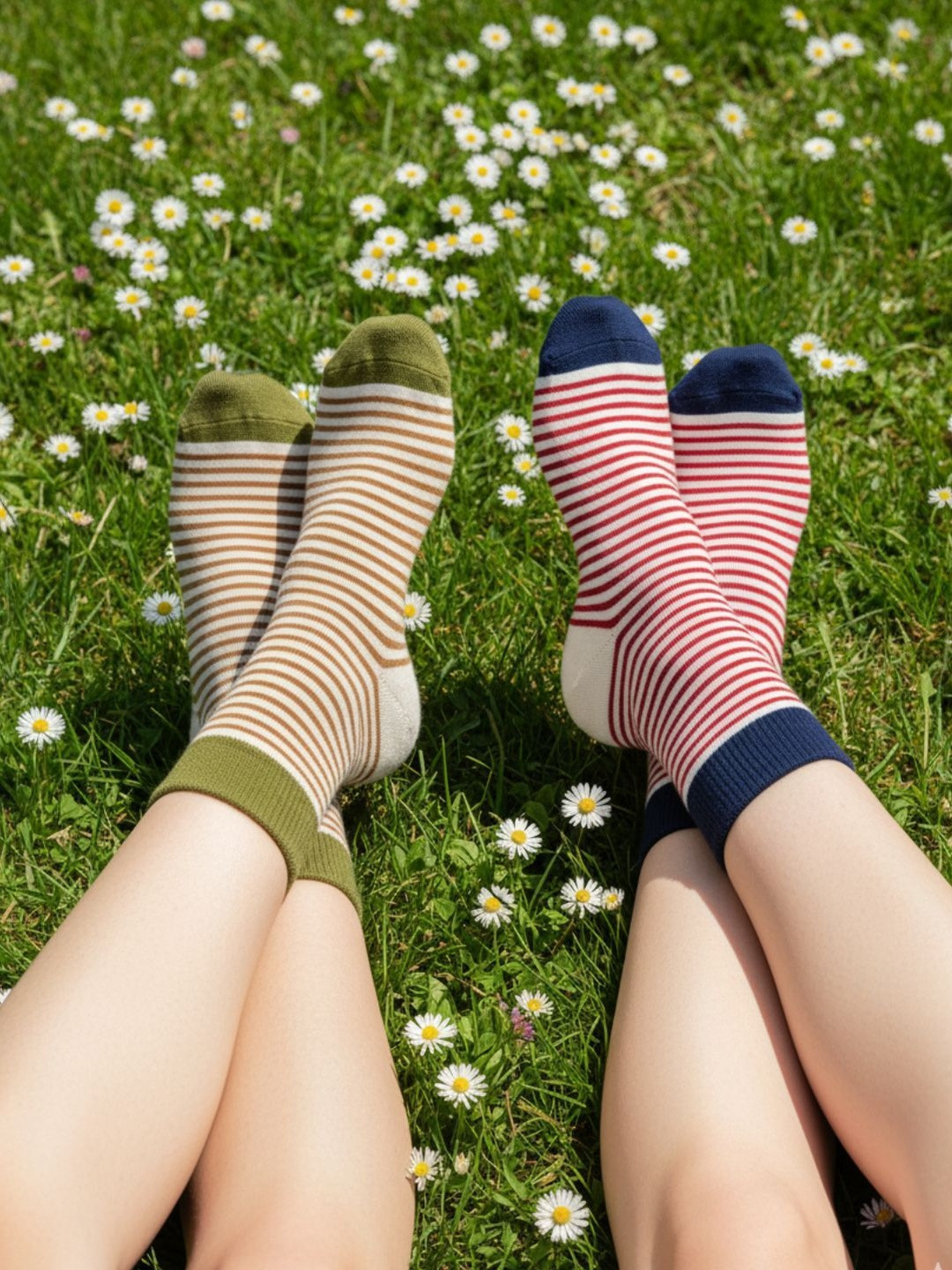 EcoRight Women Pack of 2 Shoreline Striped Calf Length Socks