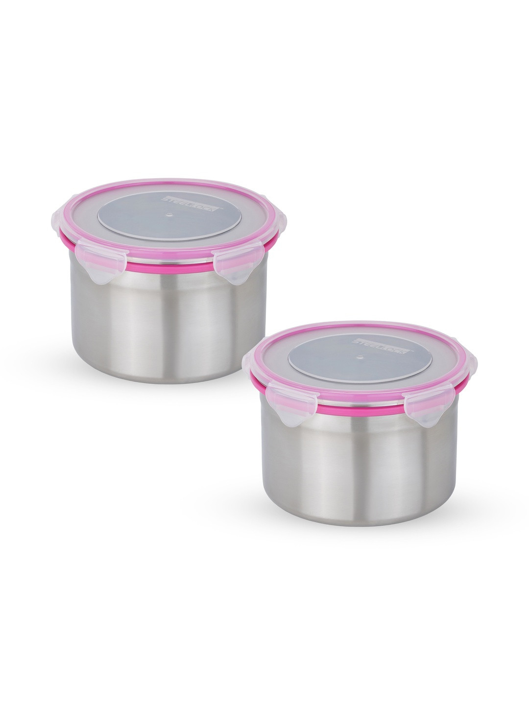 STEELLOCK Silver-Toned 2 Pieces Stainless Steel Air Tight Containers With Lid-1.45 L