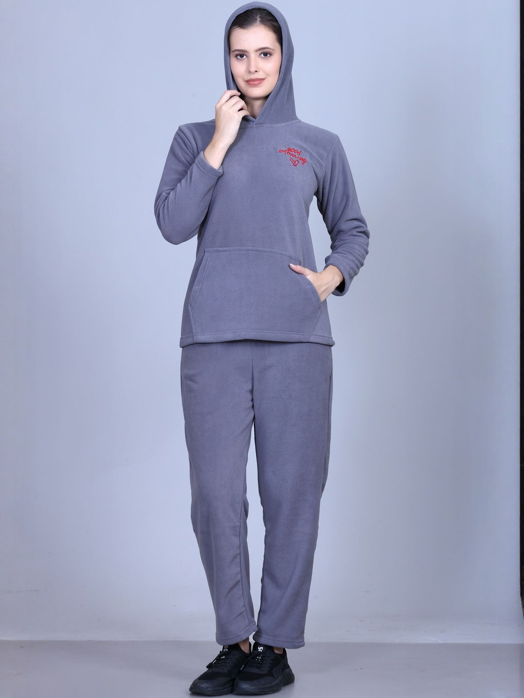 ETC Long Sleeves Heavy Winter Hooded Woolen Night suit