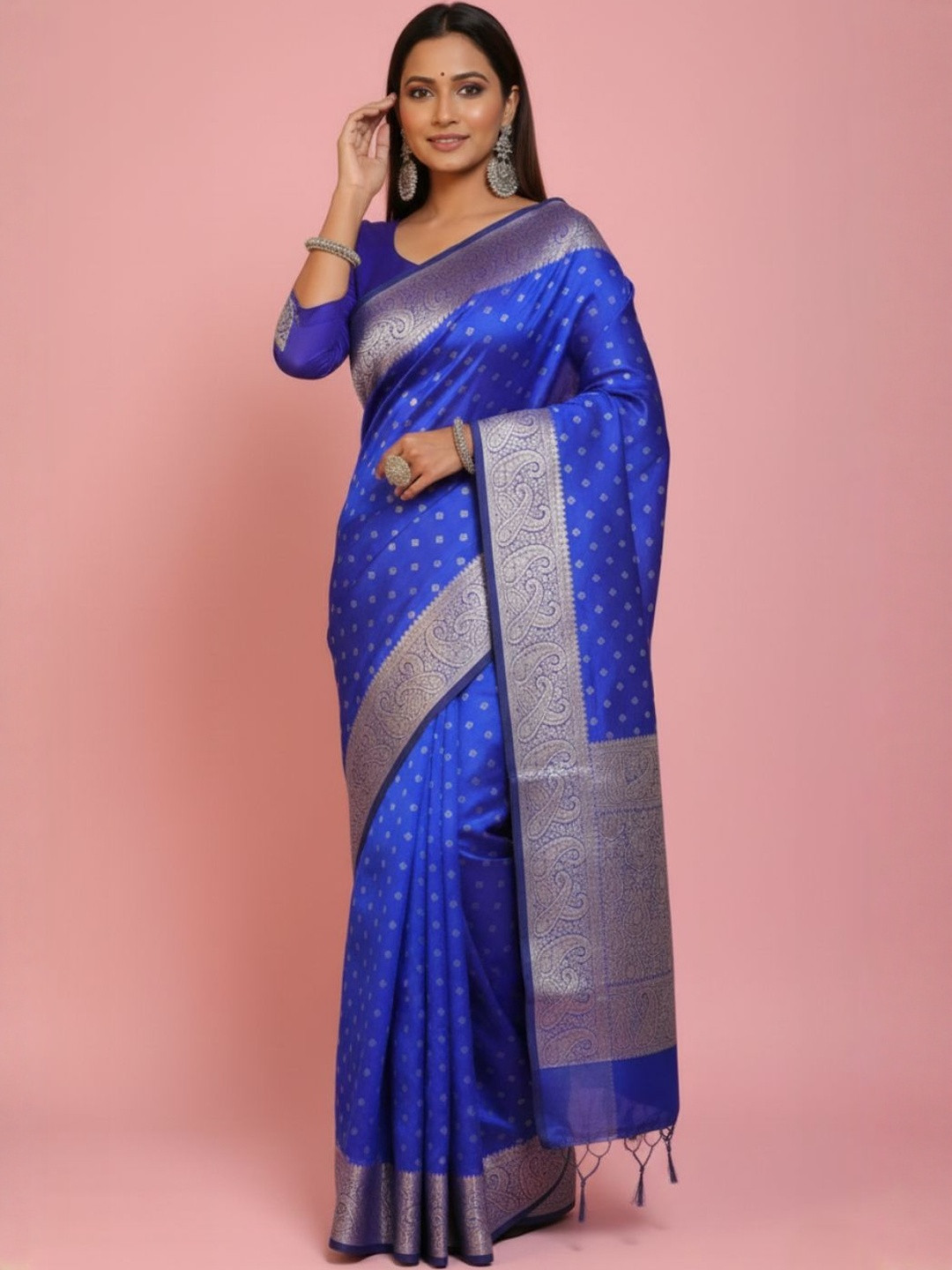 THE WEAVERS SHOP BY RAAVI Woven Design Zari Art Silk Handloom Banarasi Saree