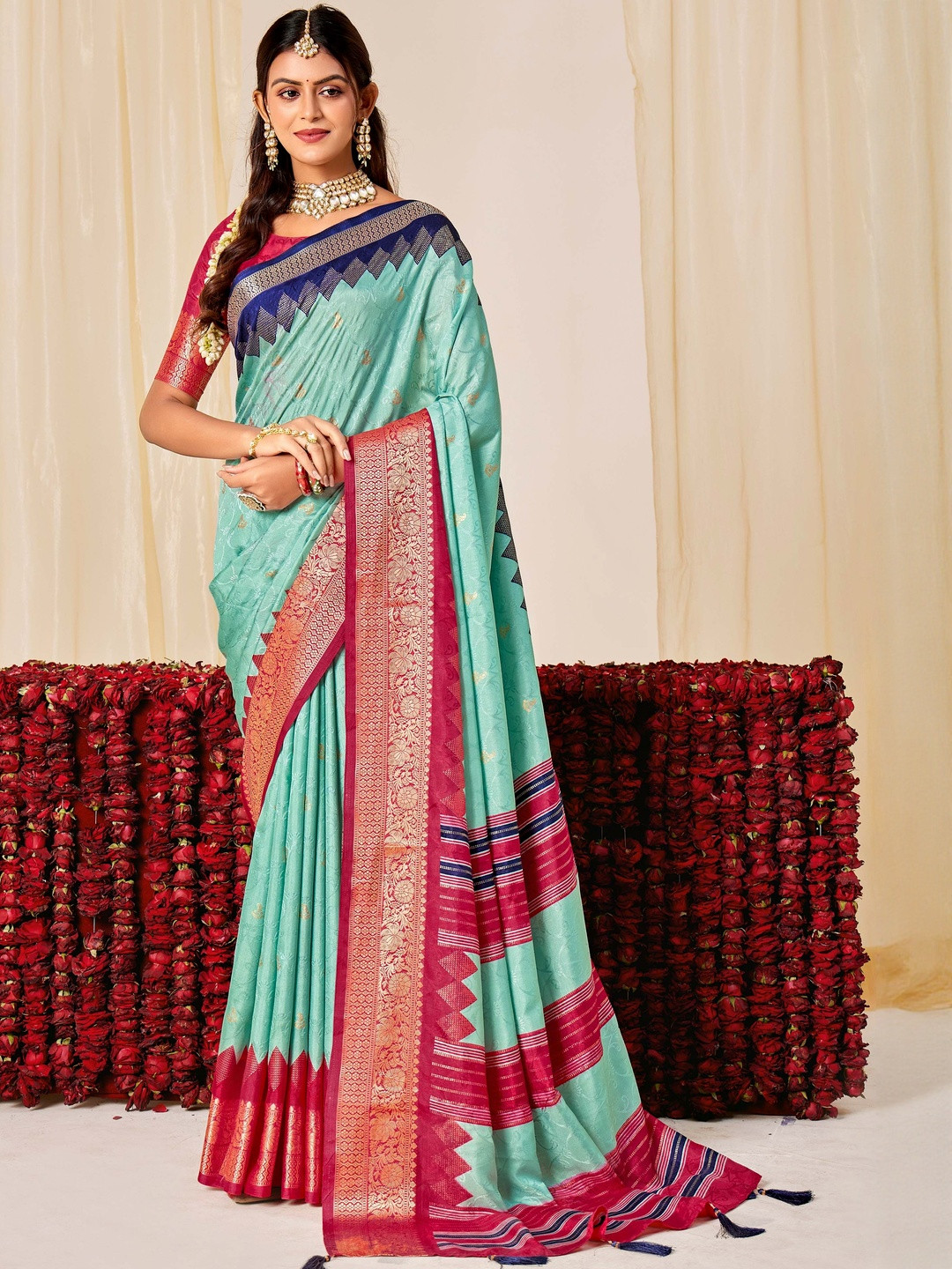 TIRA Woven Design Zari Silk Blend Handloom Fashion Saree