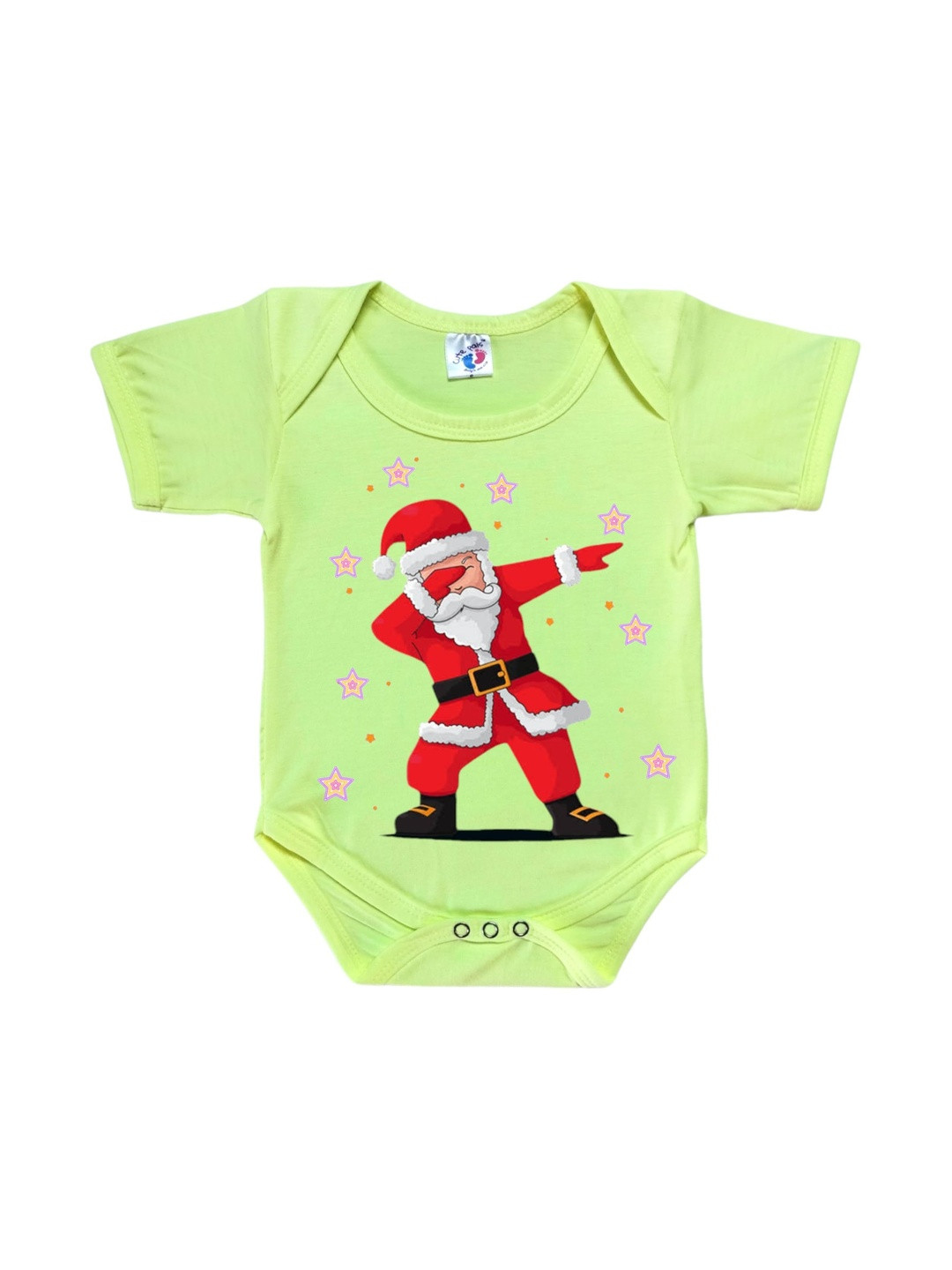 Cute Pals Infants Merry Christmas Santa Claus Printed Envelope Neck Cotton Bodysuit