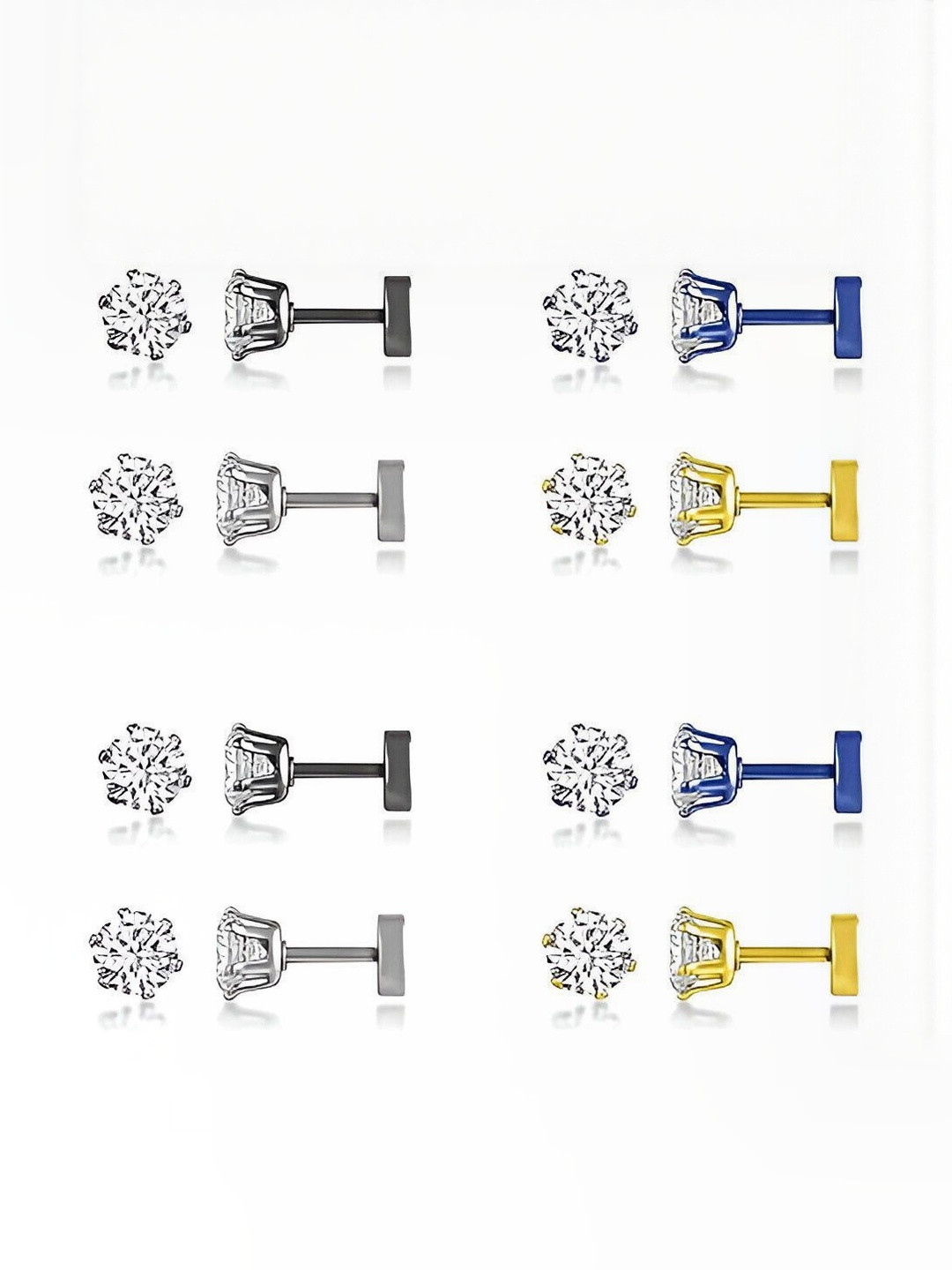 Just Devotional Set Of 4 Gold-Plated Artificial Stones Studded Circular Shaped Studs