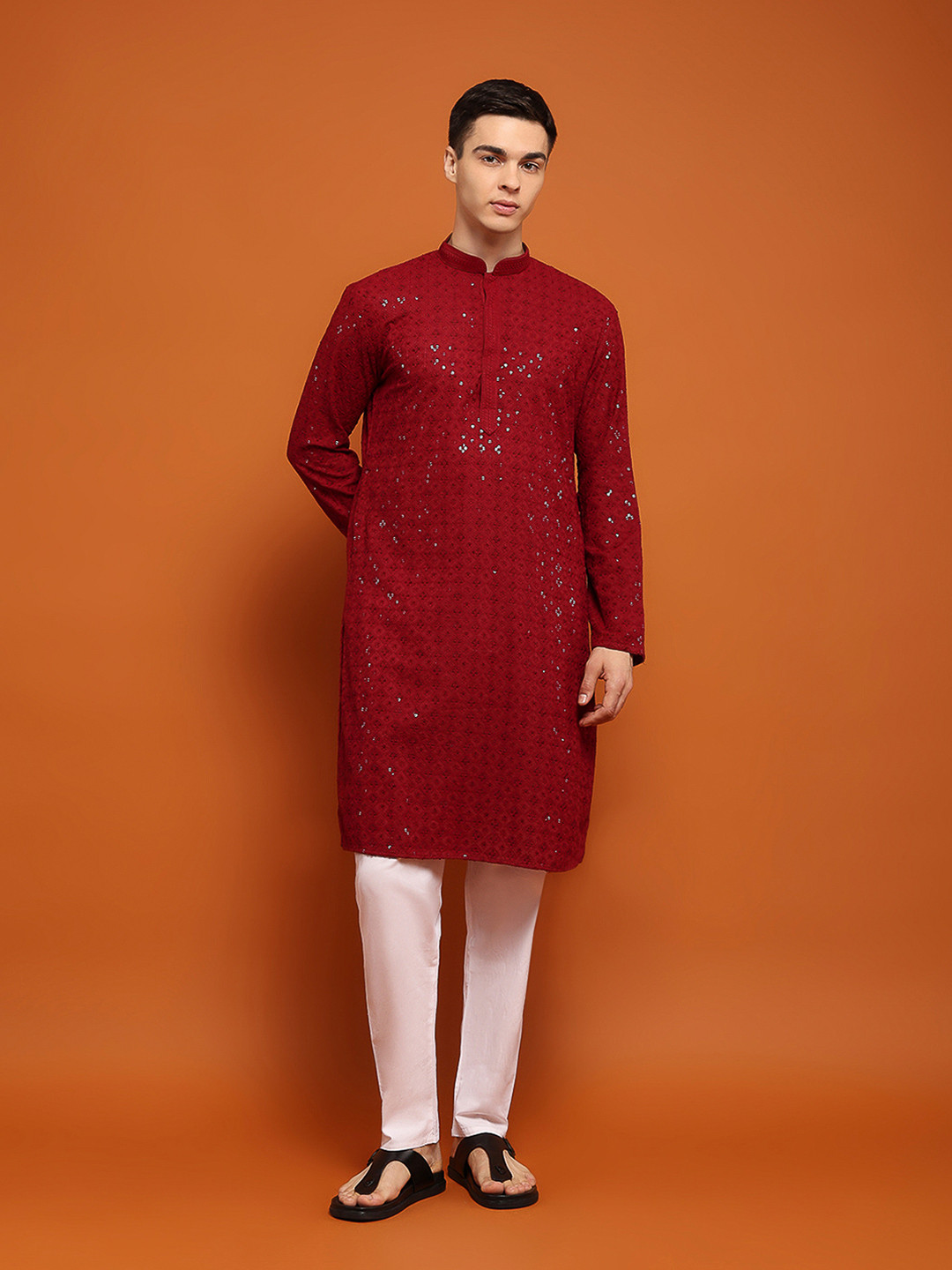 House Of Chikankari Men's Woven Chikankari Cotton Kurta