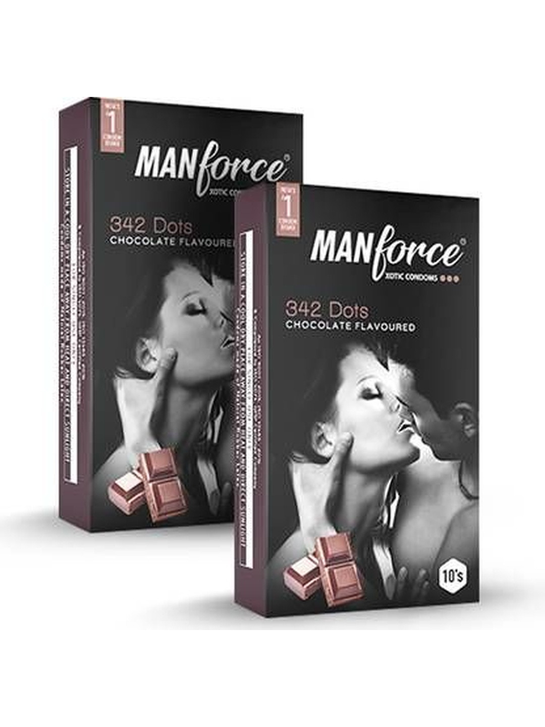 Manforce Set Of 2 342 Dotted Condoms - 10 Pcs Each - Chocolate Flavour