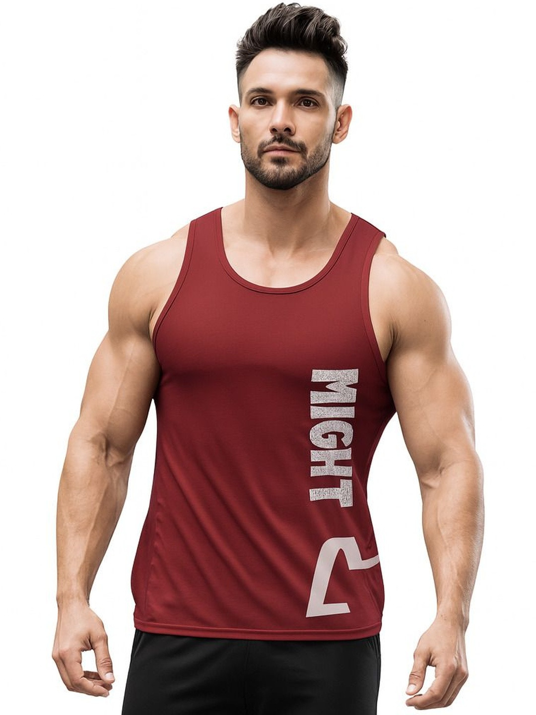 3Colors Men Printed Knitted Round Neck Sleeveless Gym Vest Innerwear Vests