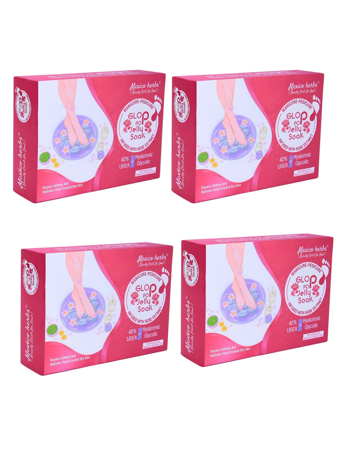 Mexico herbs Set Of 4 Glop Pop Jelly Soak Manicure & Pedicure Kit - 60 g Each