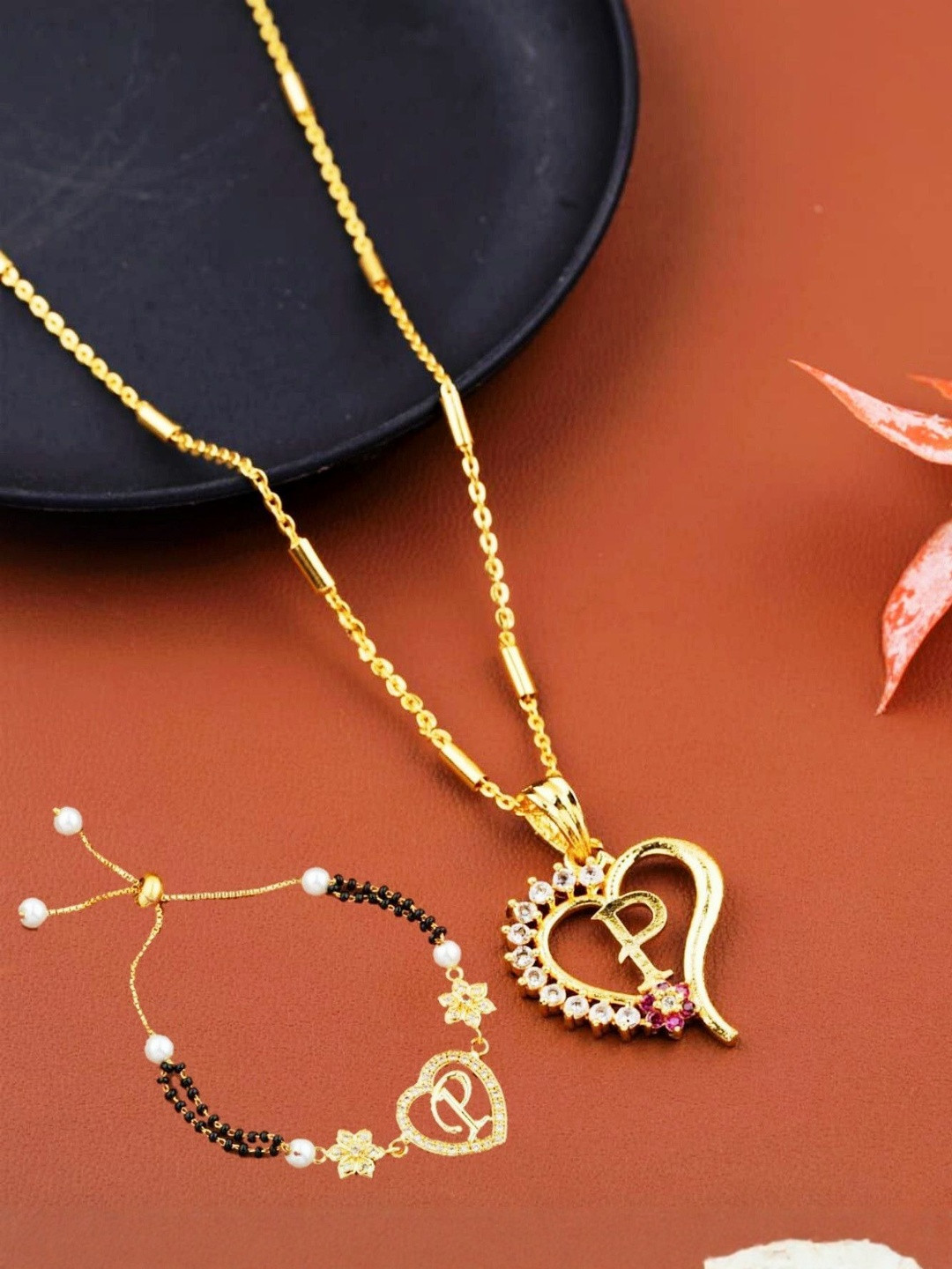 Laksh Enterprise Love Letter P Mangalsutra With a Gold-Plated Bracelet