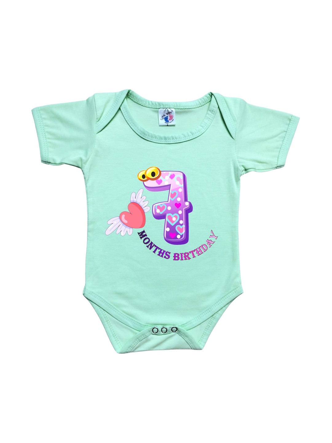 Cute Pals Infants Monthly Milestone Seven Month Birthday Printed Cotton Bodysuit