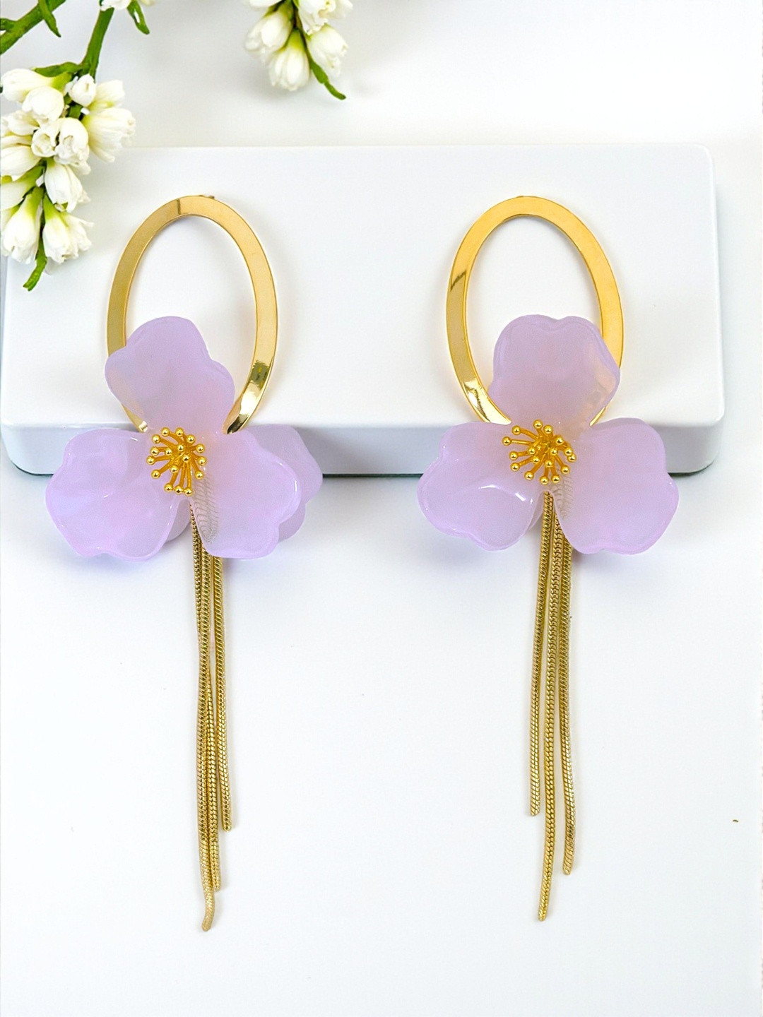 AVANT-GARDE PARIS 14K Gold-Plated Tasselled Anti-Tarnish Floral Shaped Drop Earrings