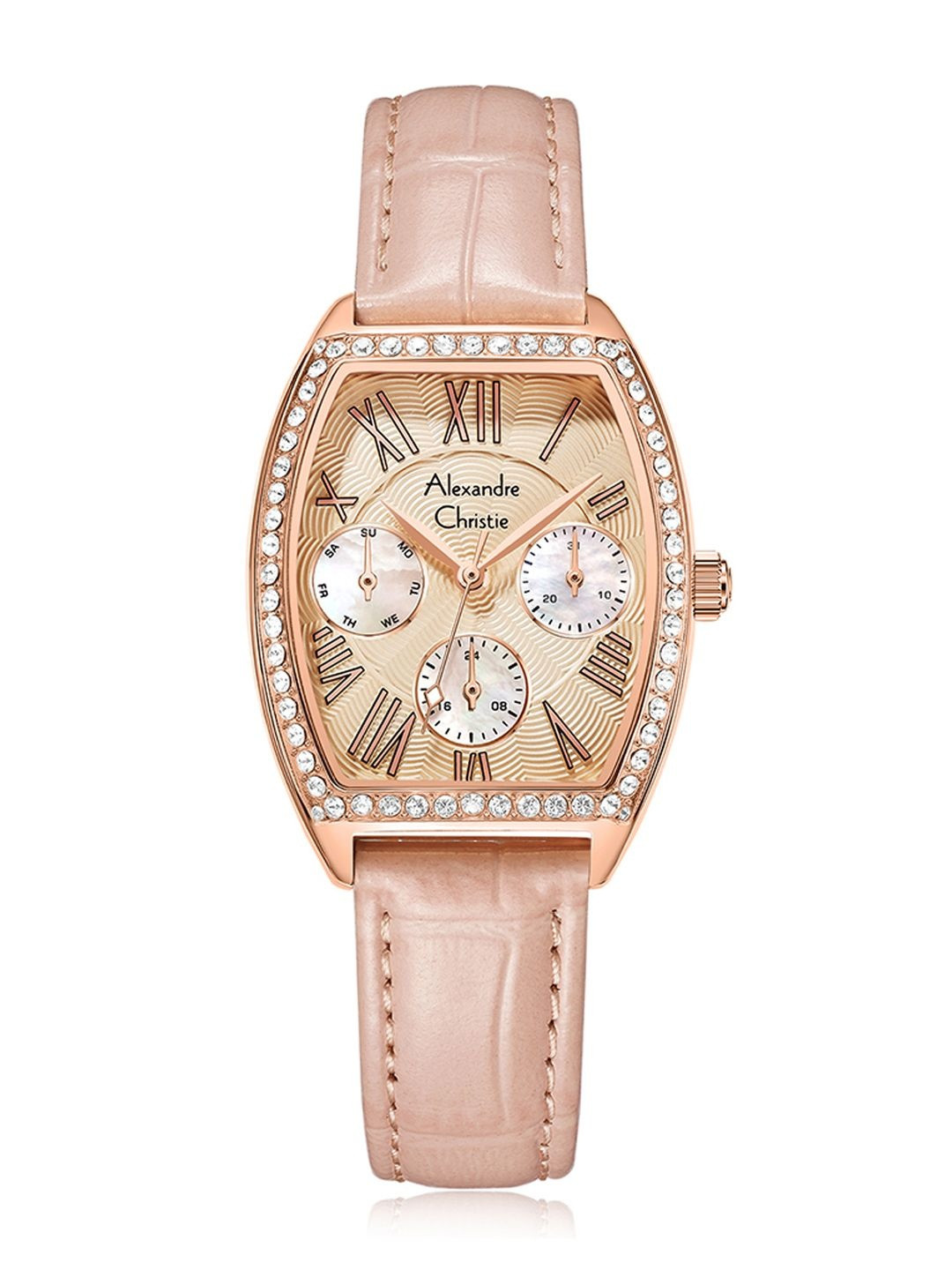 Alexandre Christie Women Textured Leather Straps Analogue Watch 2B86BFLRGPN