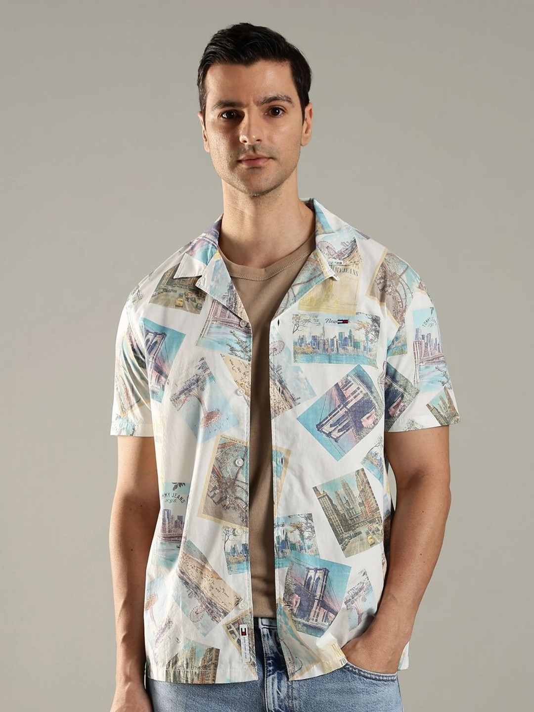 Tommy Hilfiger Conversational Printed Spread Collar Cotton Shirt