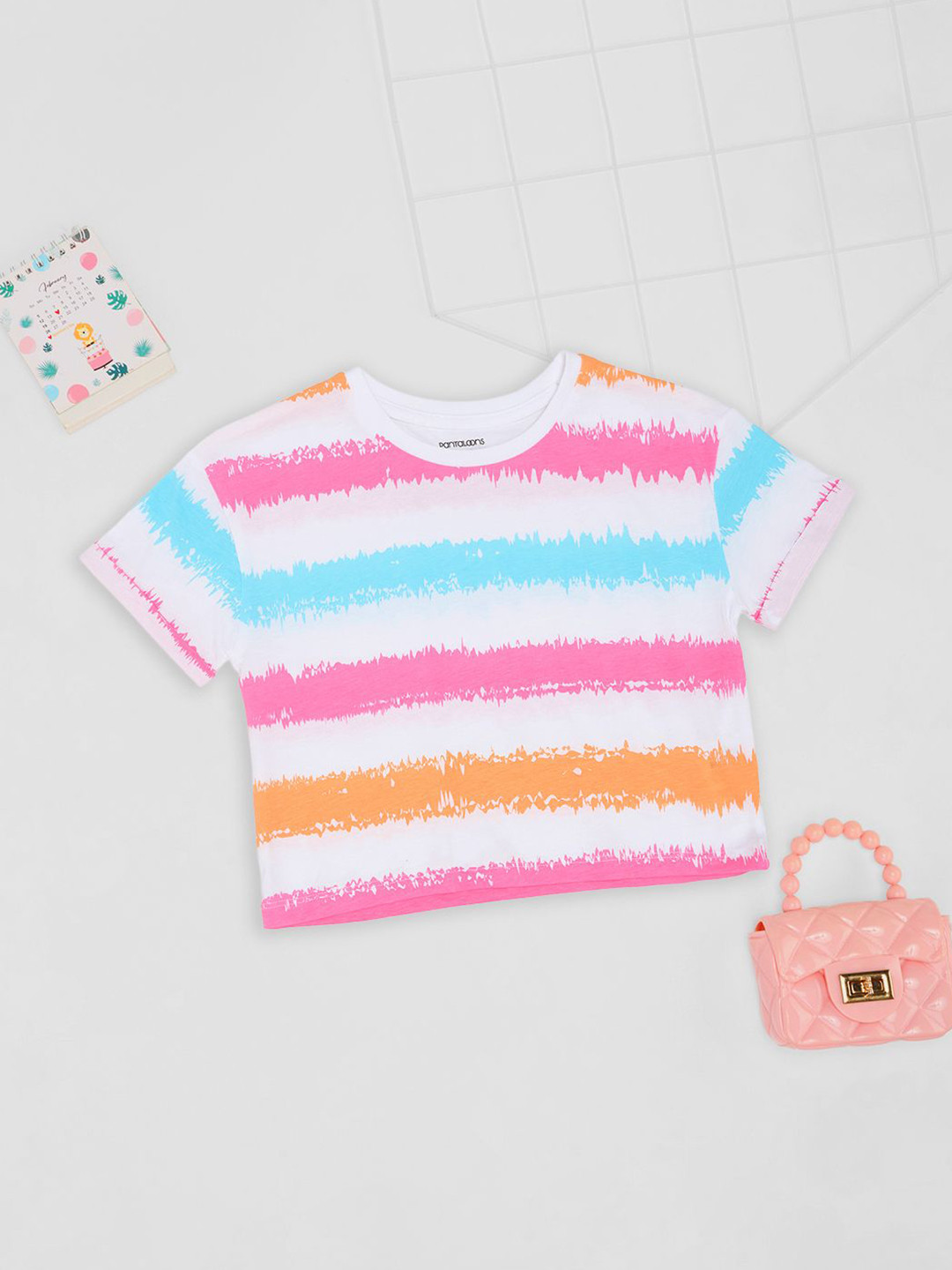 Pantaloons Junior Girls Multi Colored Cotton Printed Casual Tshirt