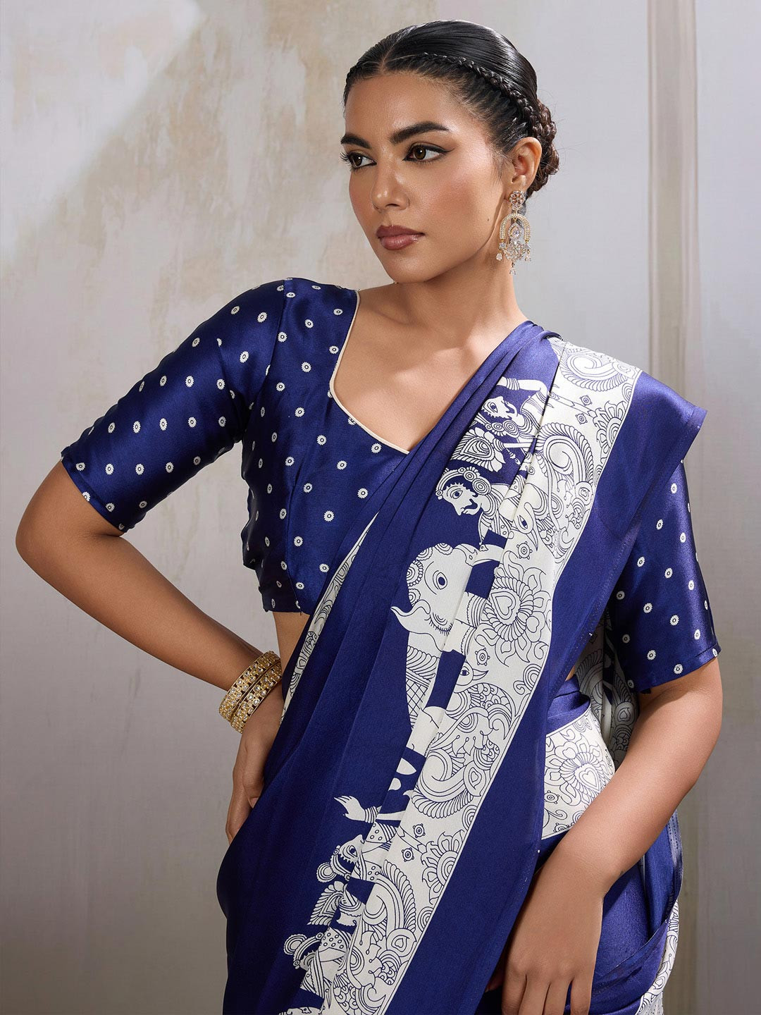 Anouk Rustic Satin Women Ethnic Motifs Printed Banarasi Saree