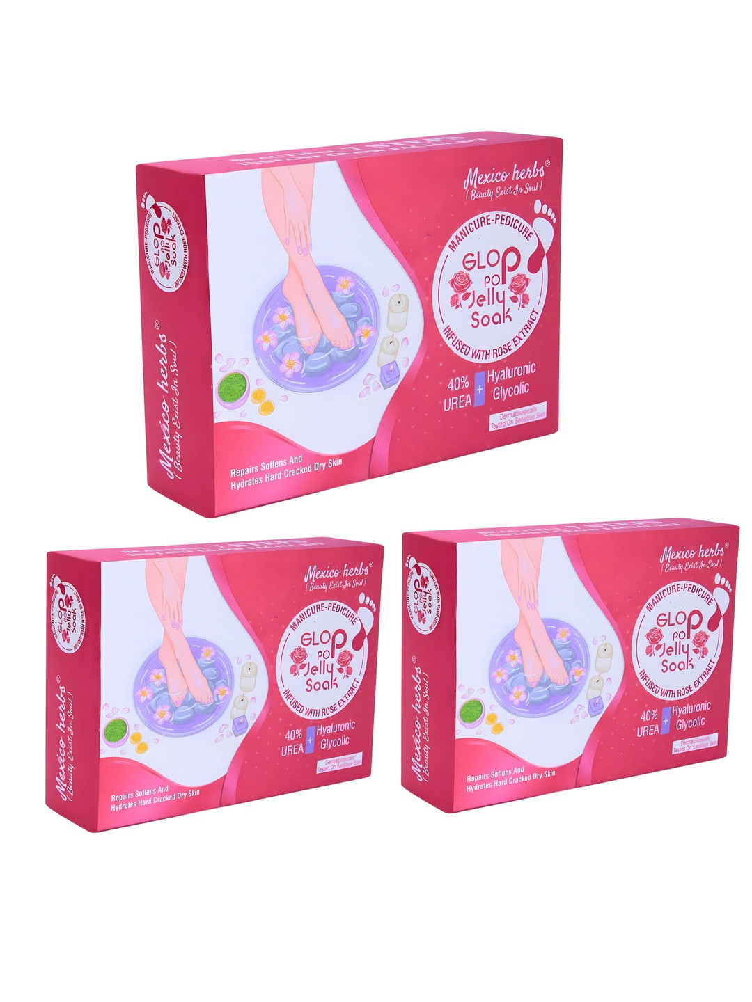 Mexico herbs Set Of 3 Glop Pop Jelly Soak Manicure & Pedicure Kit - 60 g Each