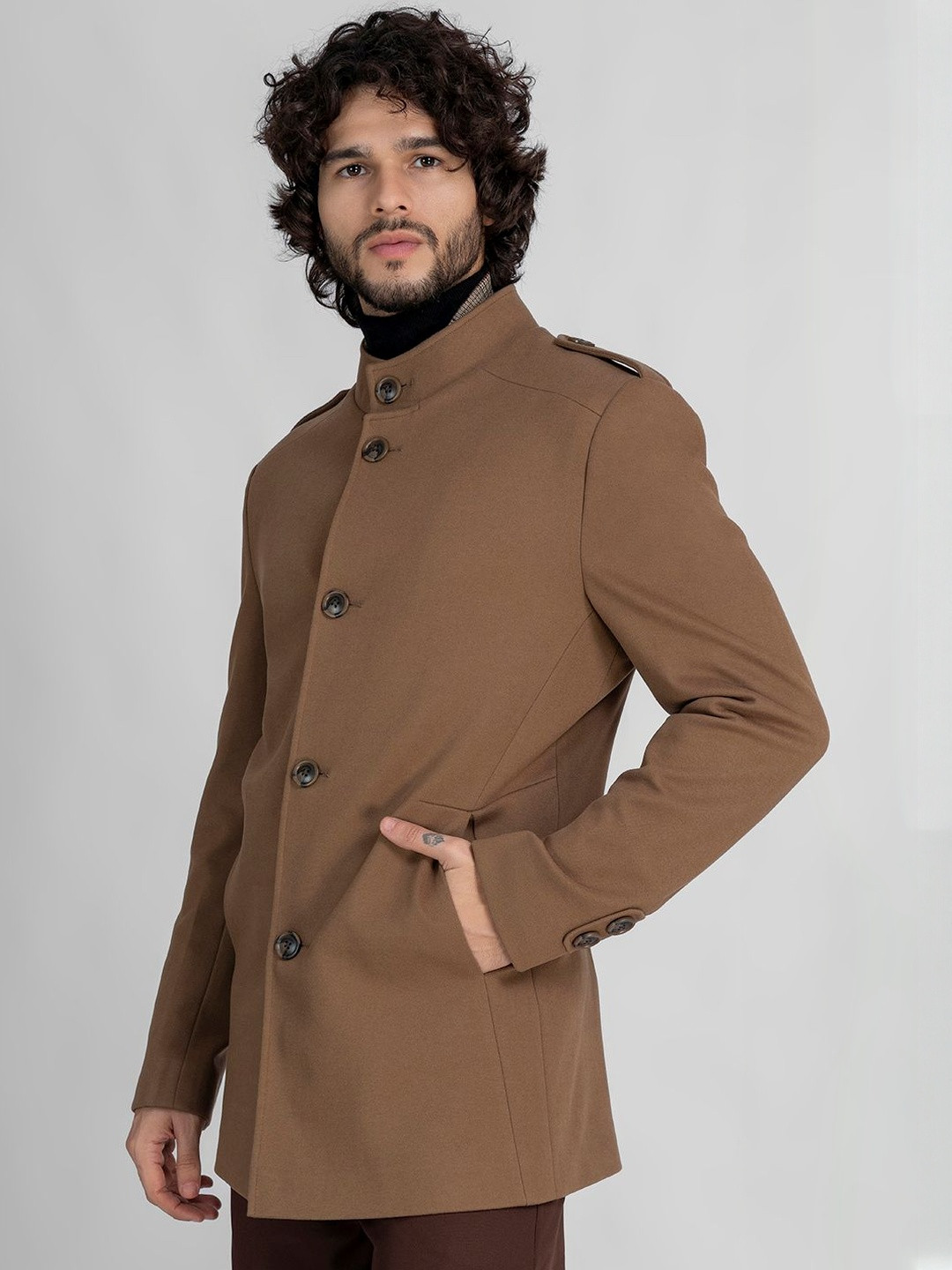 LURE URBAN Stand Collar Single-Vent Overcoat