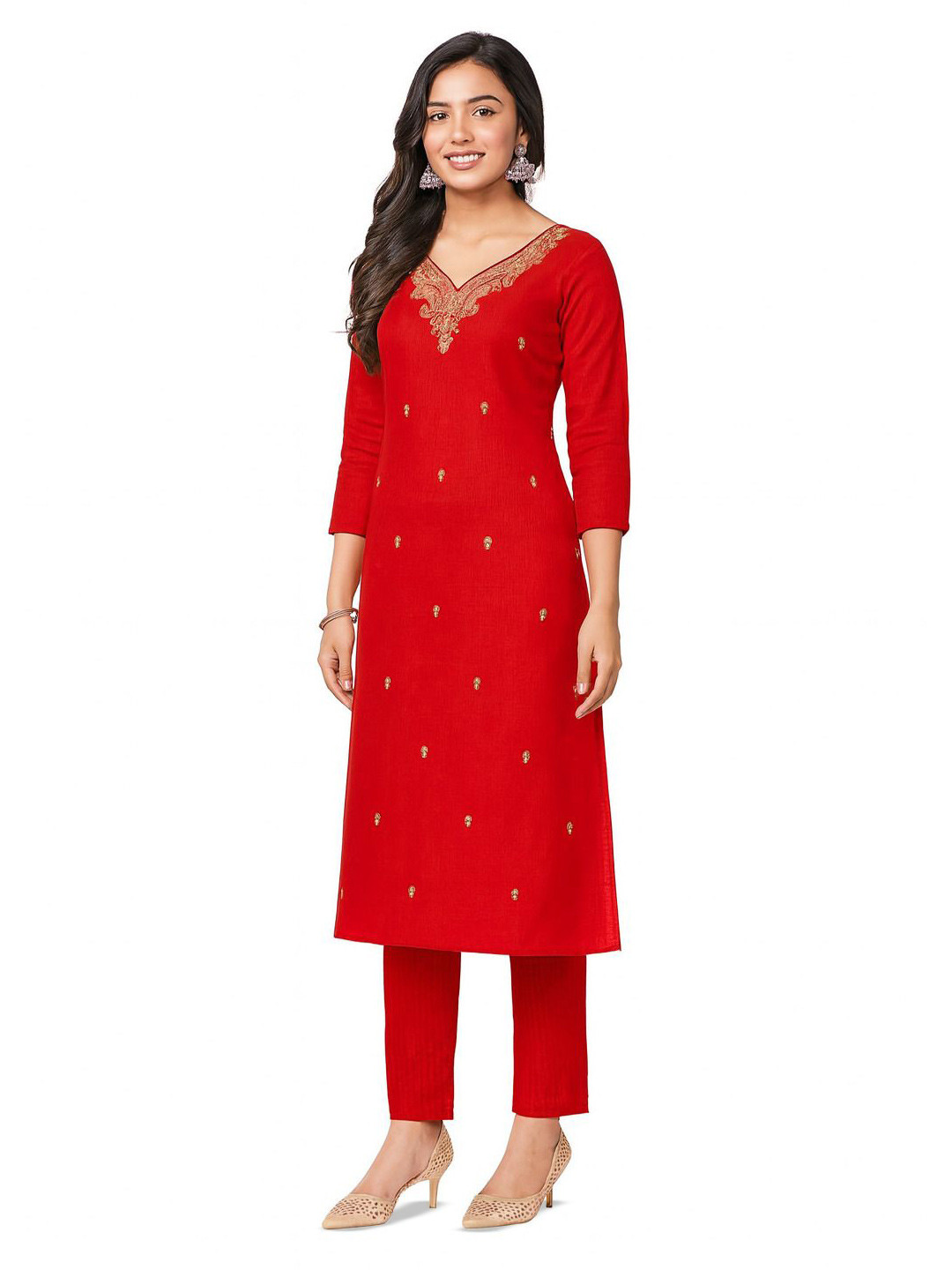 Vrinde Ethnic Motifs Embroidered Patchwork Pashima Wool Unstitched Dress Material